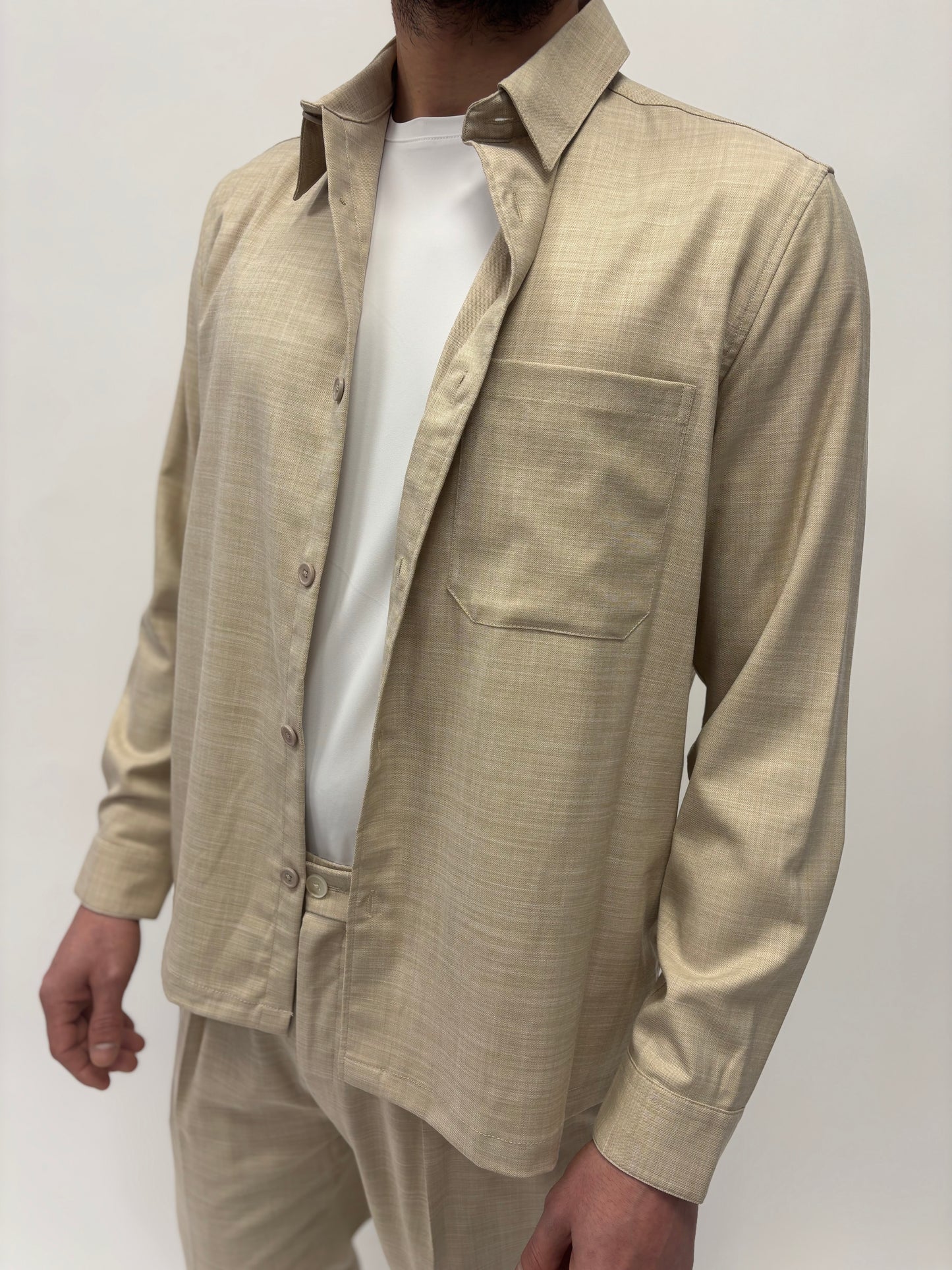 Seinse overshirt tessuto fiammato BEIGE