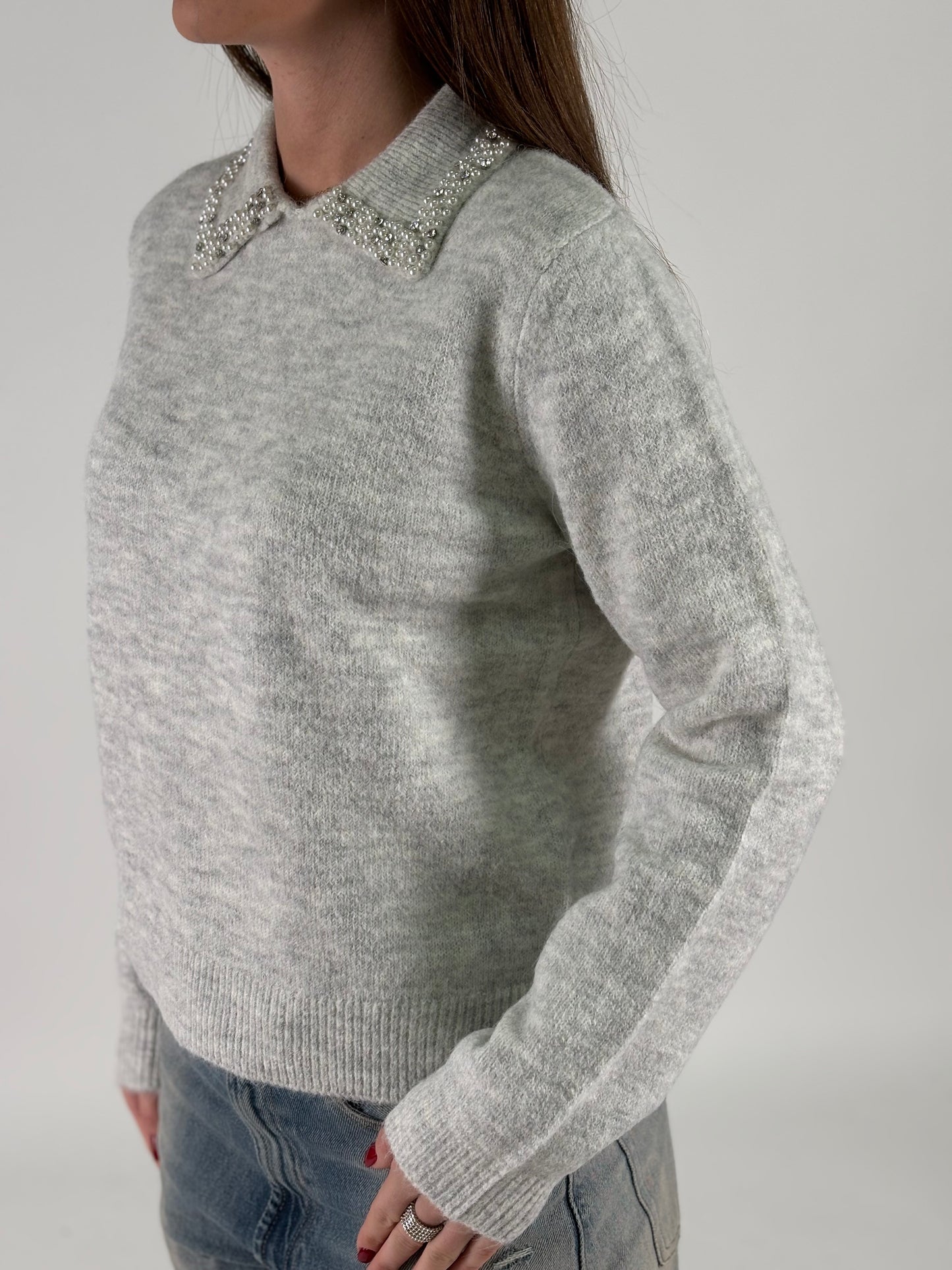 Kocca Maglia colletto gioiello GRIGIO