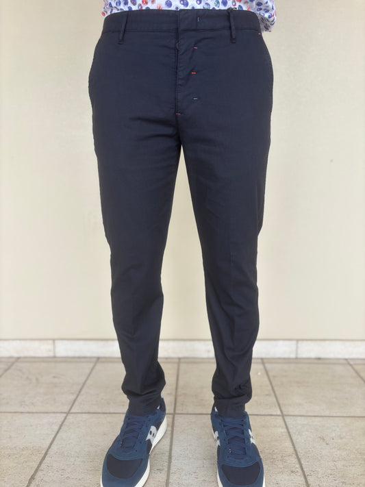 Savoir Faire pantalone tessuto armaturato slim BLU
