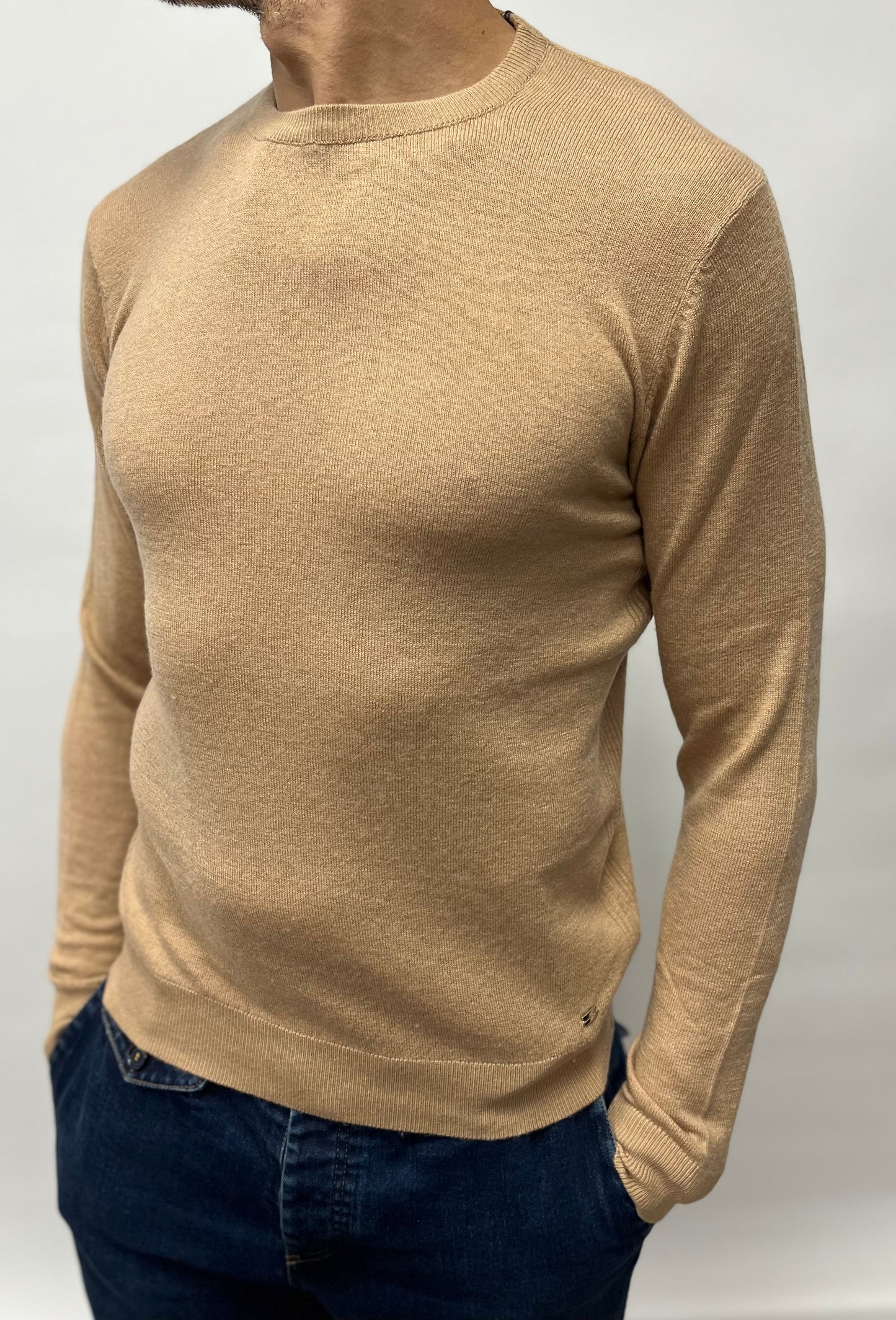 Markup Maglia girocollo lana e cashmere CAMMELLO