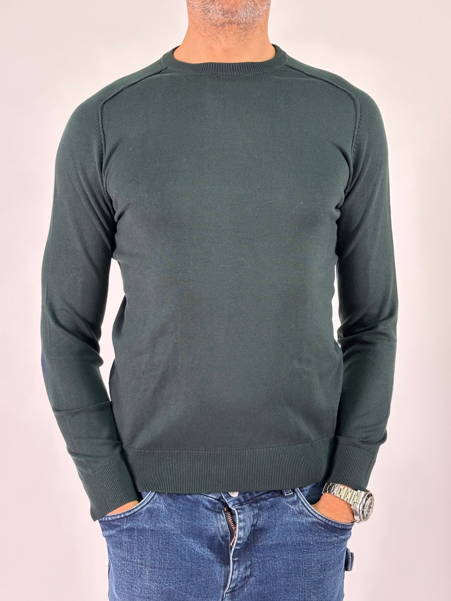 Loft88 maglia girocollo ml con toppa blu VERDE