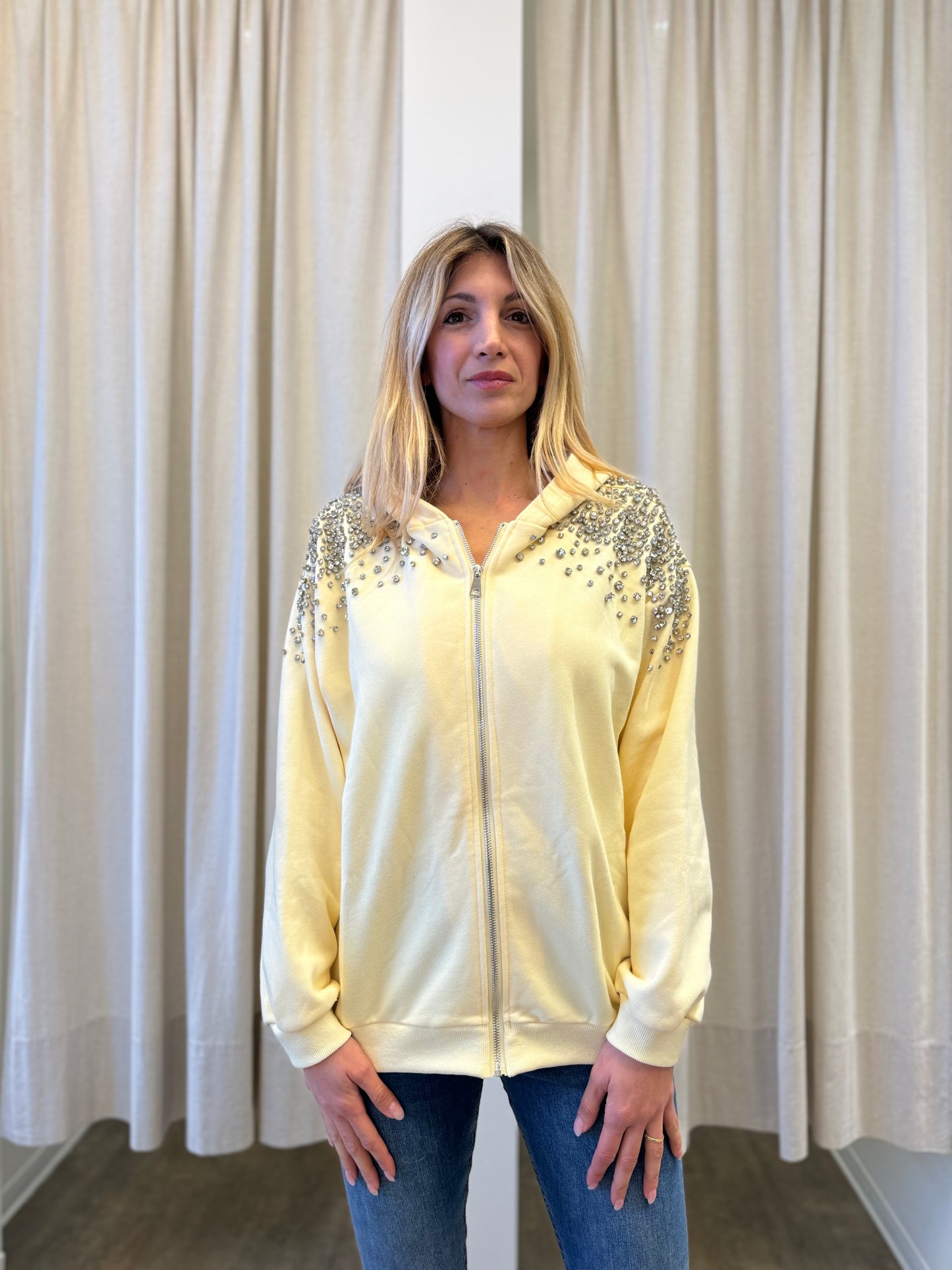 Susy Mix Felpa over con appl.gioiello GIALLO