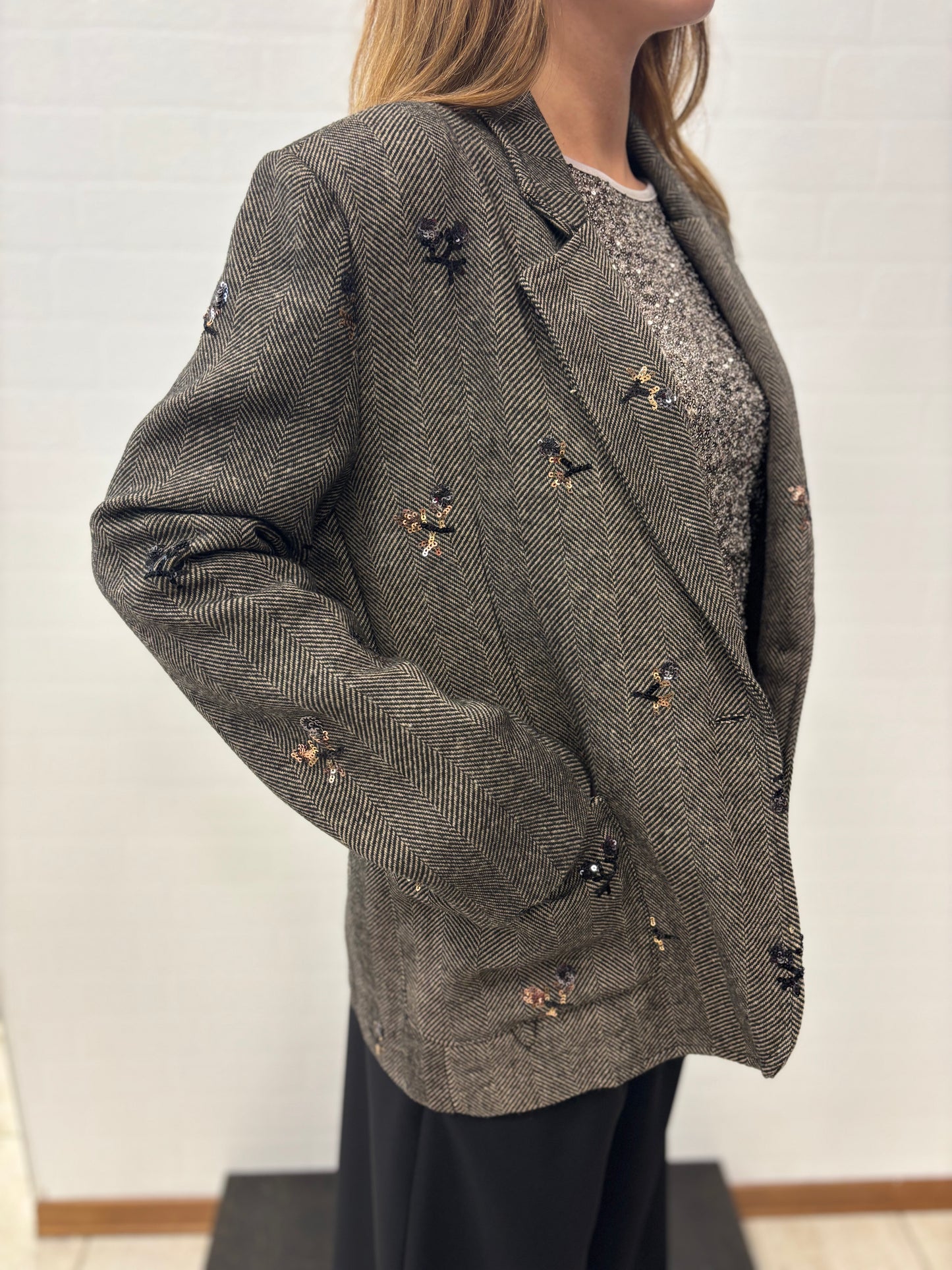 Philia Loft Giacca spinata con paillettes MARRONE