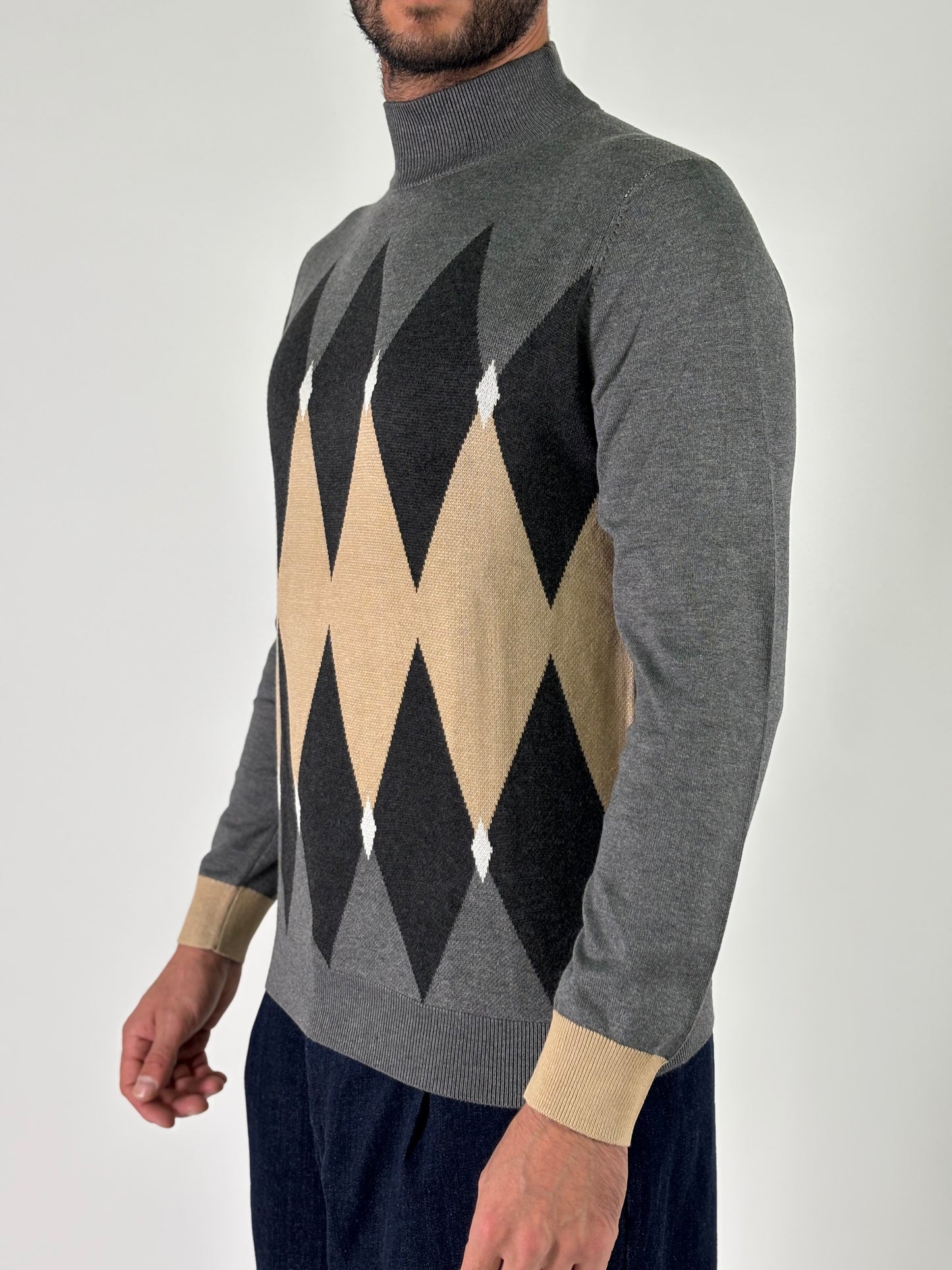 Markup Maglia jacquard rombi GRIGIO/BEIGE/ANTRACITE