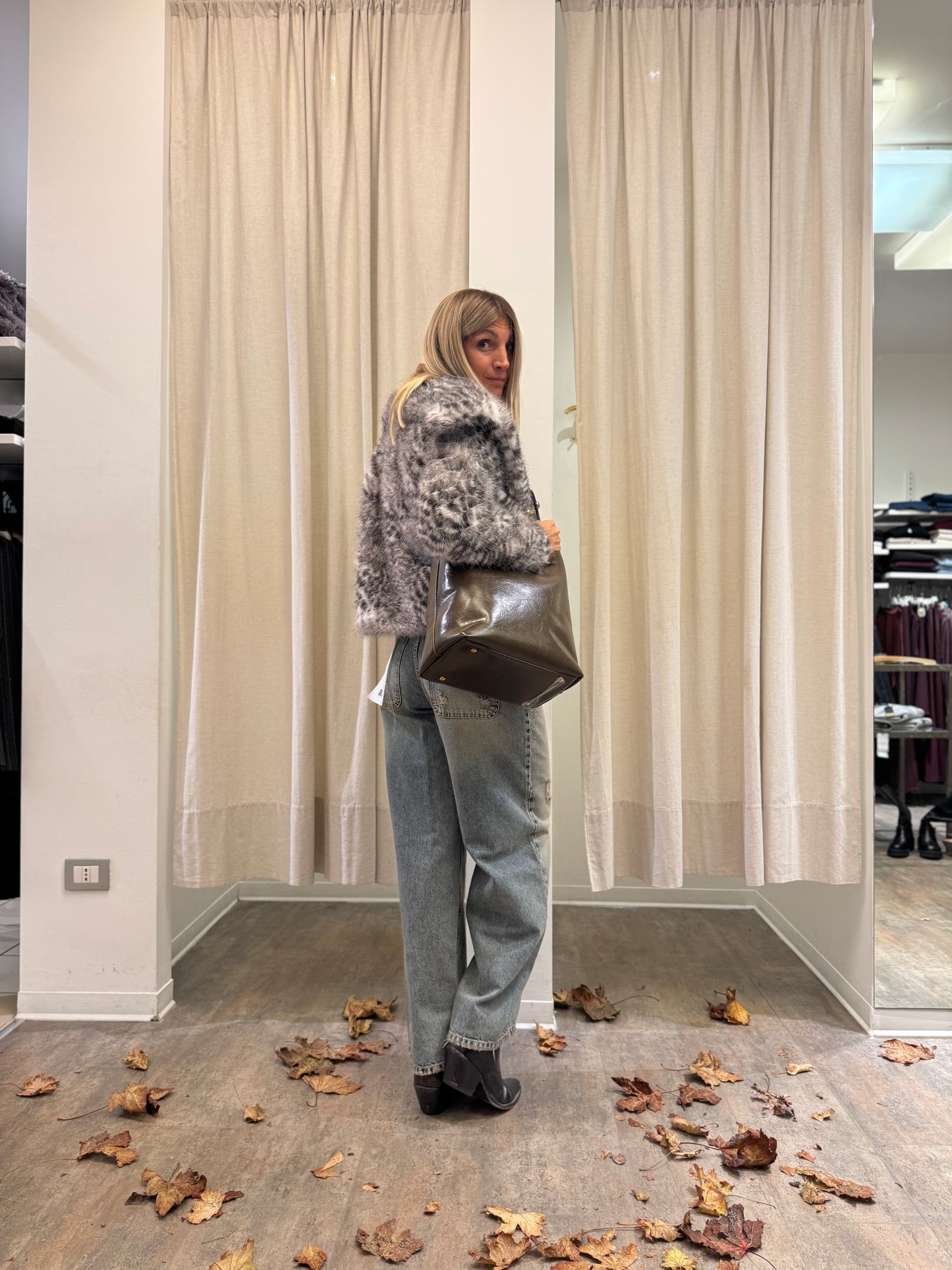 Molly Bracken Pelliccia sintetica corta MACULATO GRIGIO