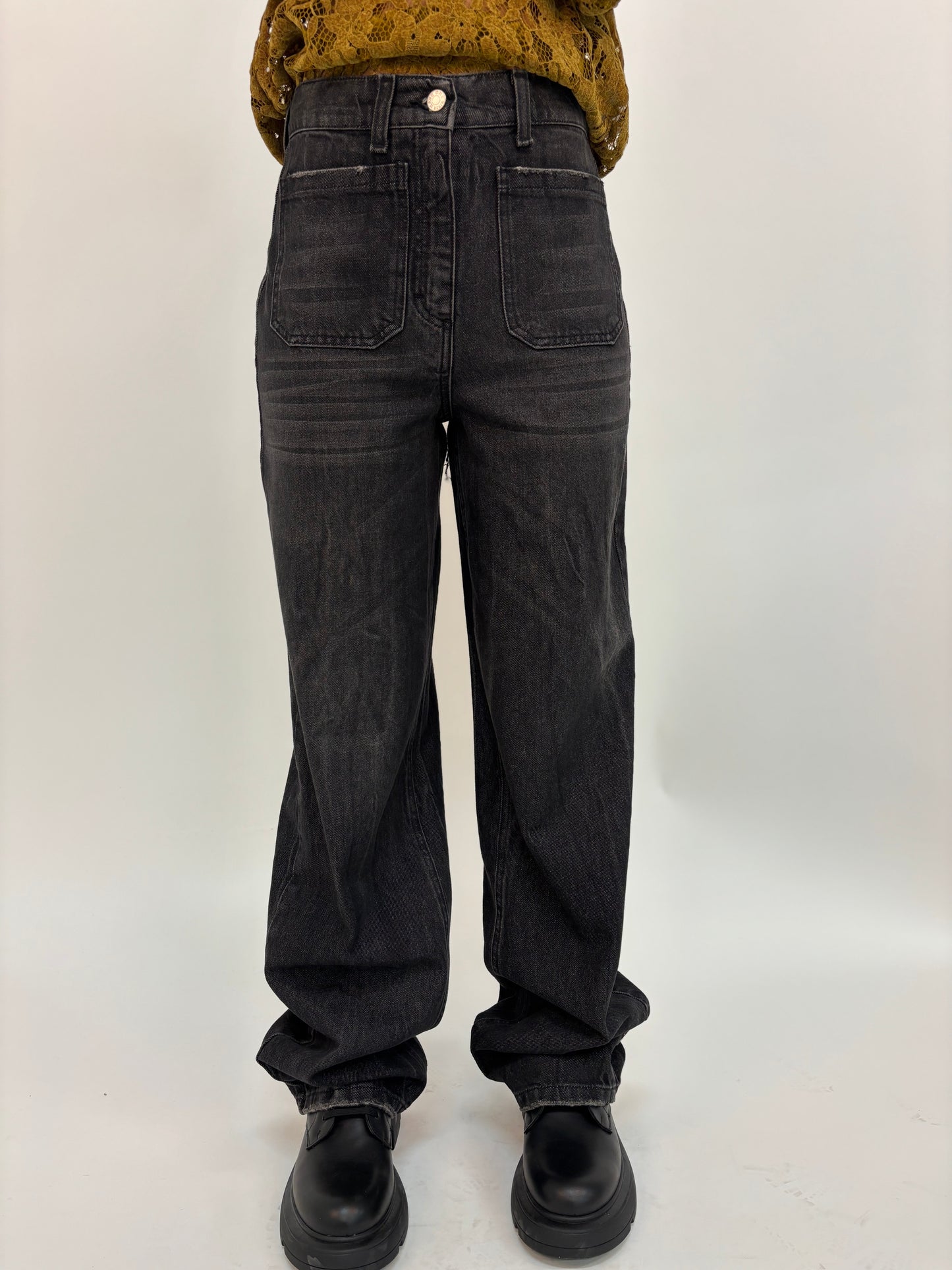 Haveone Jeans con tasche frontali toppa NERO