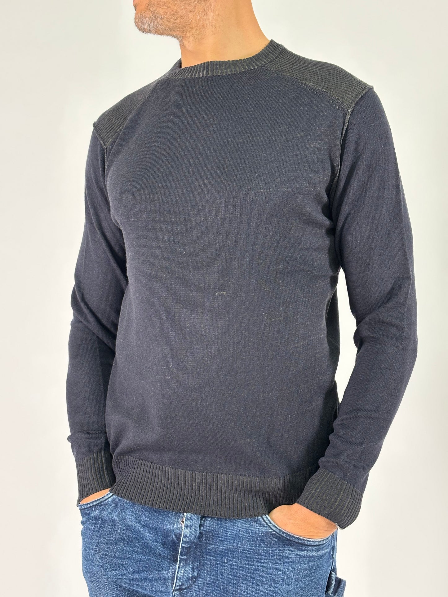 Loft88 Maglia girocollo ml costine sulla spalla BLU