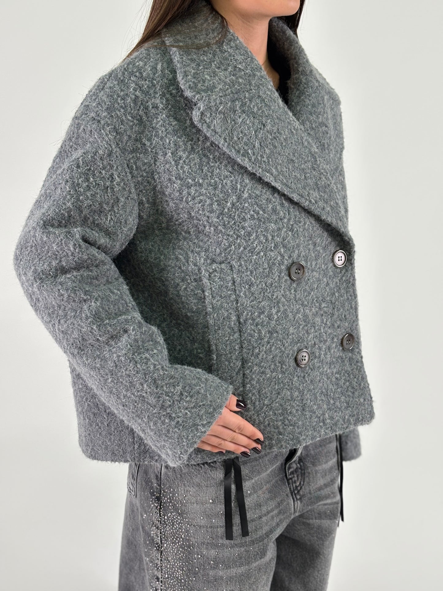 Susy Mix Cappotto lana cotta GRIGIO