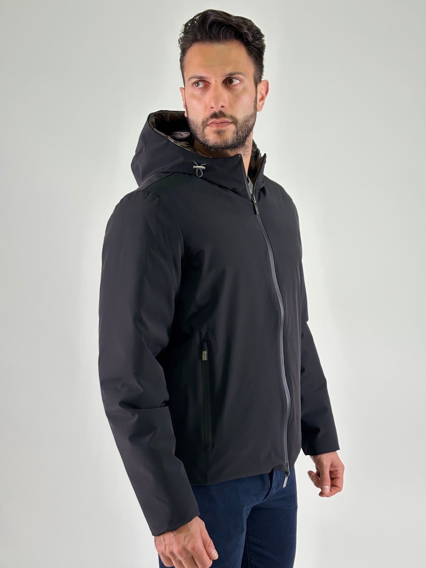 Heskimo Piumino corto reversibile con cappuccio NERO