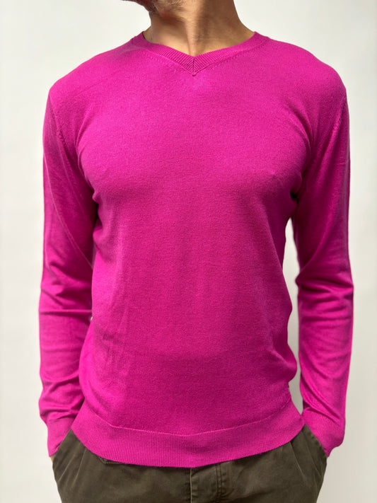 Markup Maglia in viscosa e cashmere scollo a v FUCSIA