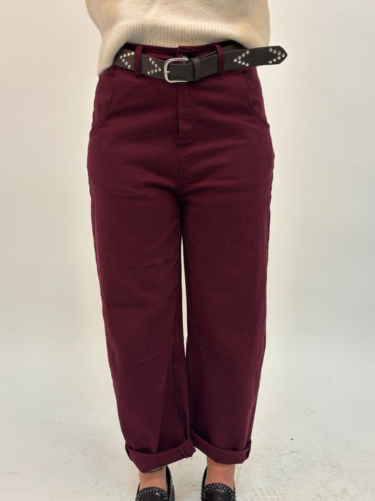 Tensione In Pantalone ovetto con cintura BORDEAUX