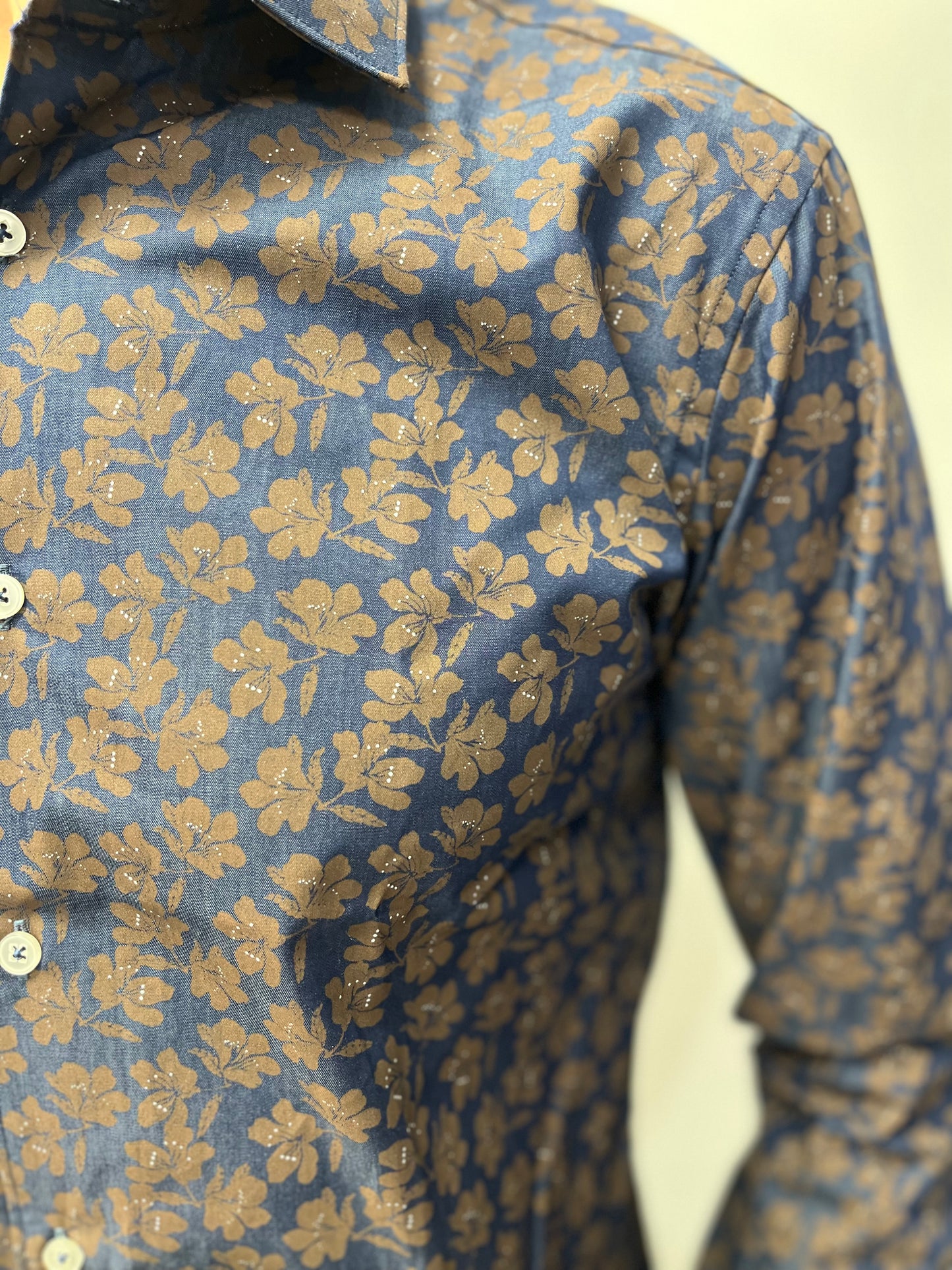 Alessandro Lamura Camicia fantasia floreale marrone BLU