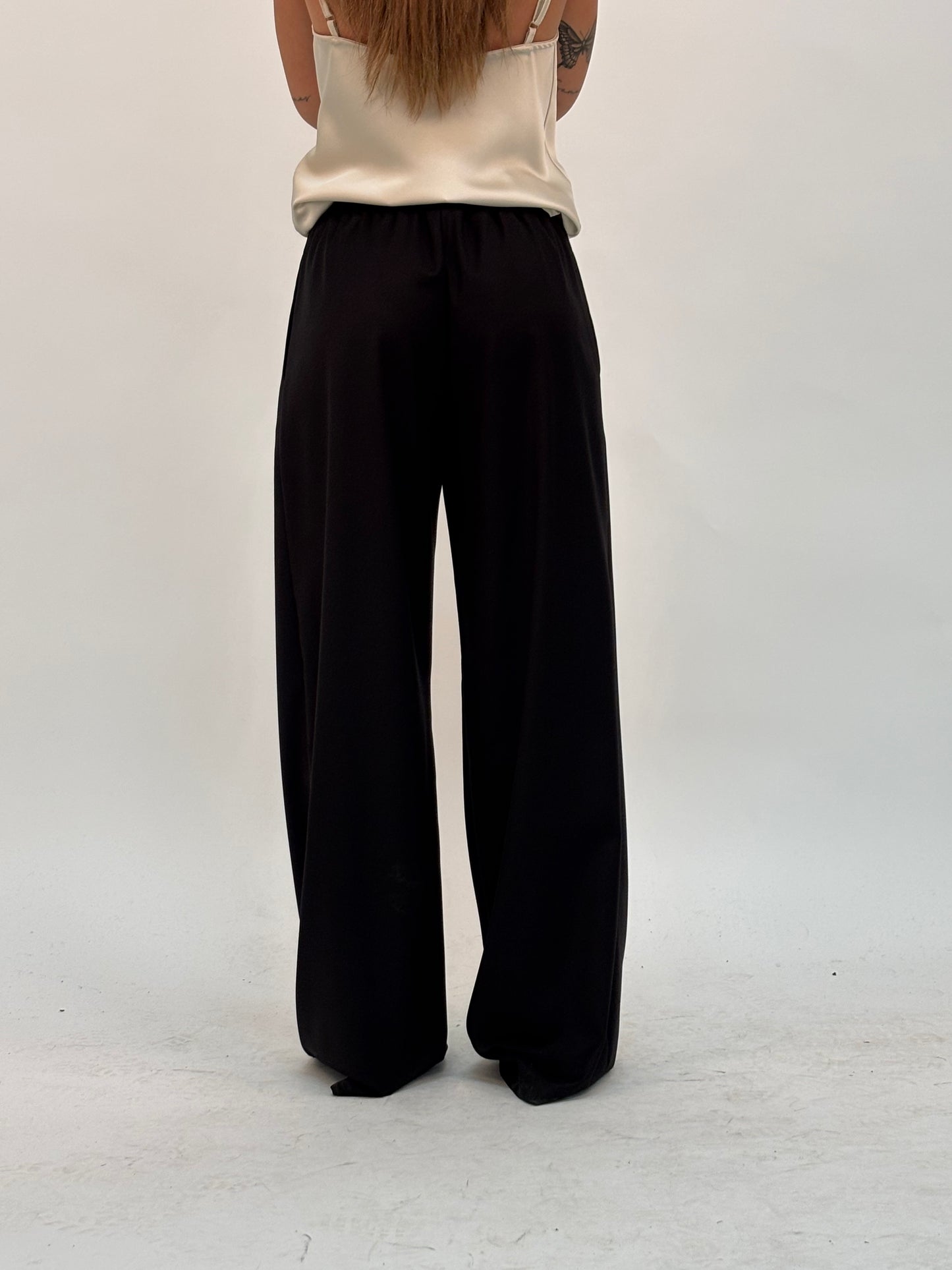 Dixie Pantalone palazzo con elastico in vita NERO