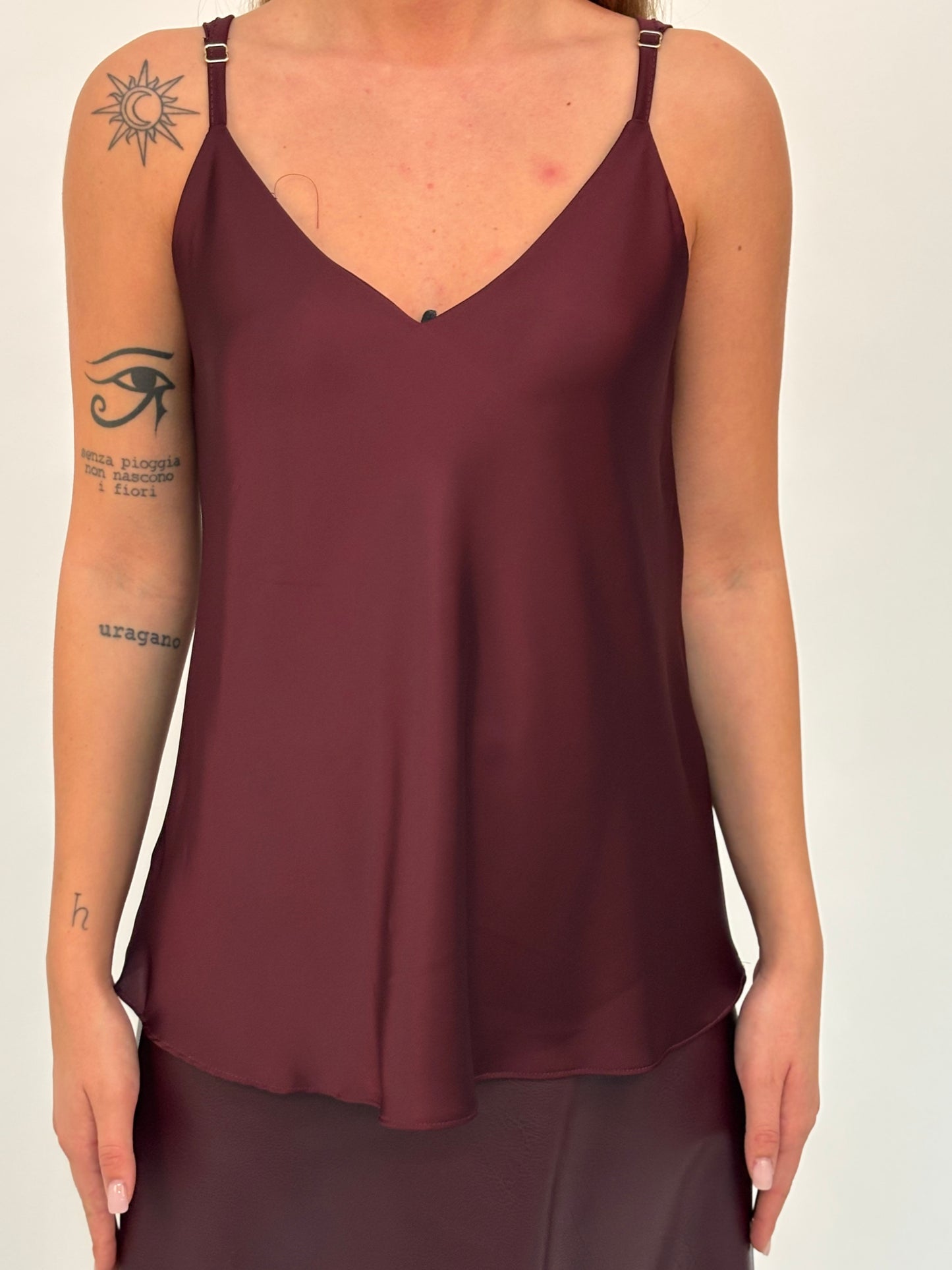 Dixie Canotta effetto raso BORDEAUX