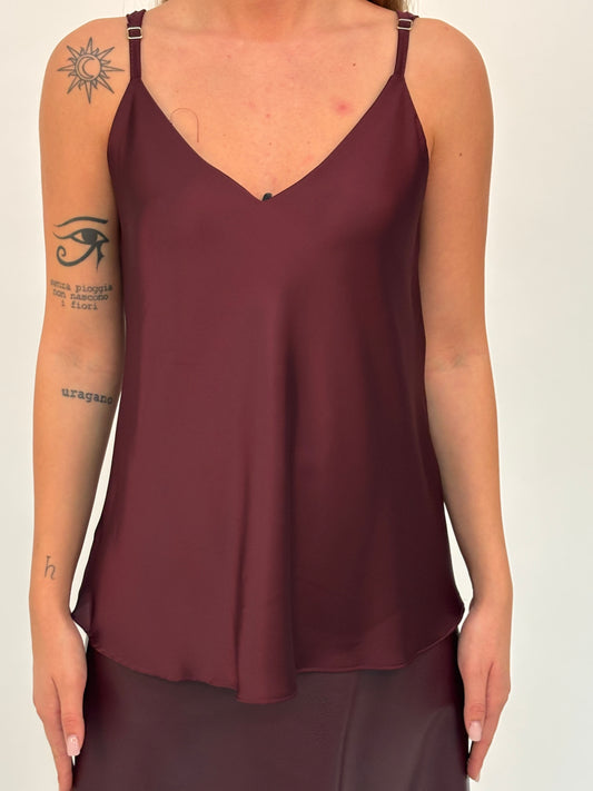 Dixie Canotta effetto raso BORDEAUX