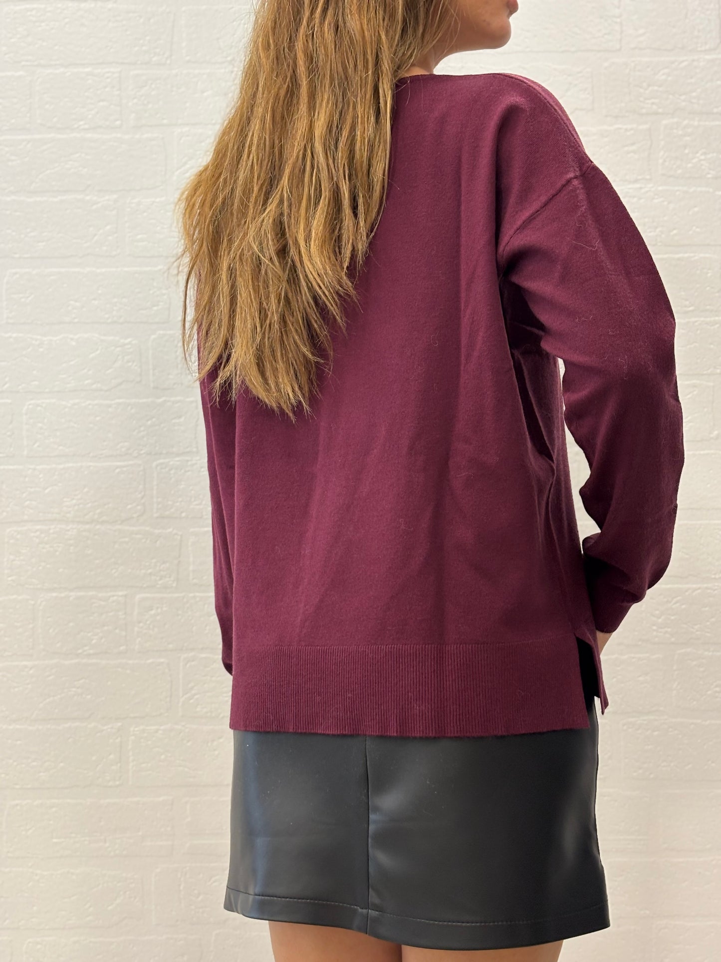 Griffai Maglia girocollo con spacchetti laterali BORDEAUX