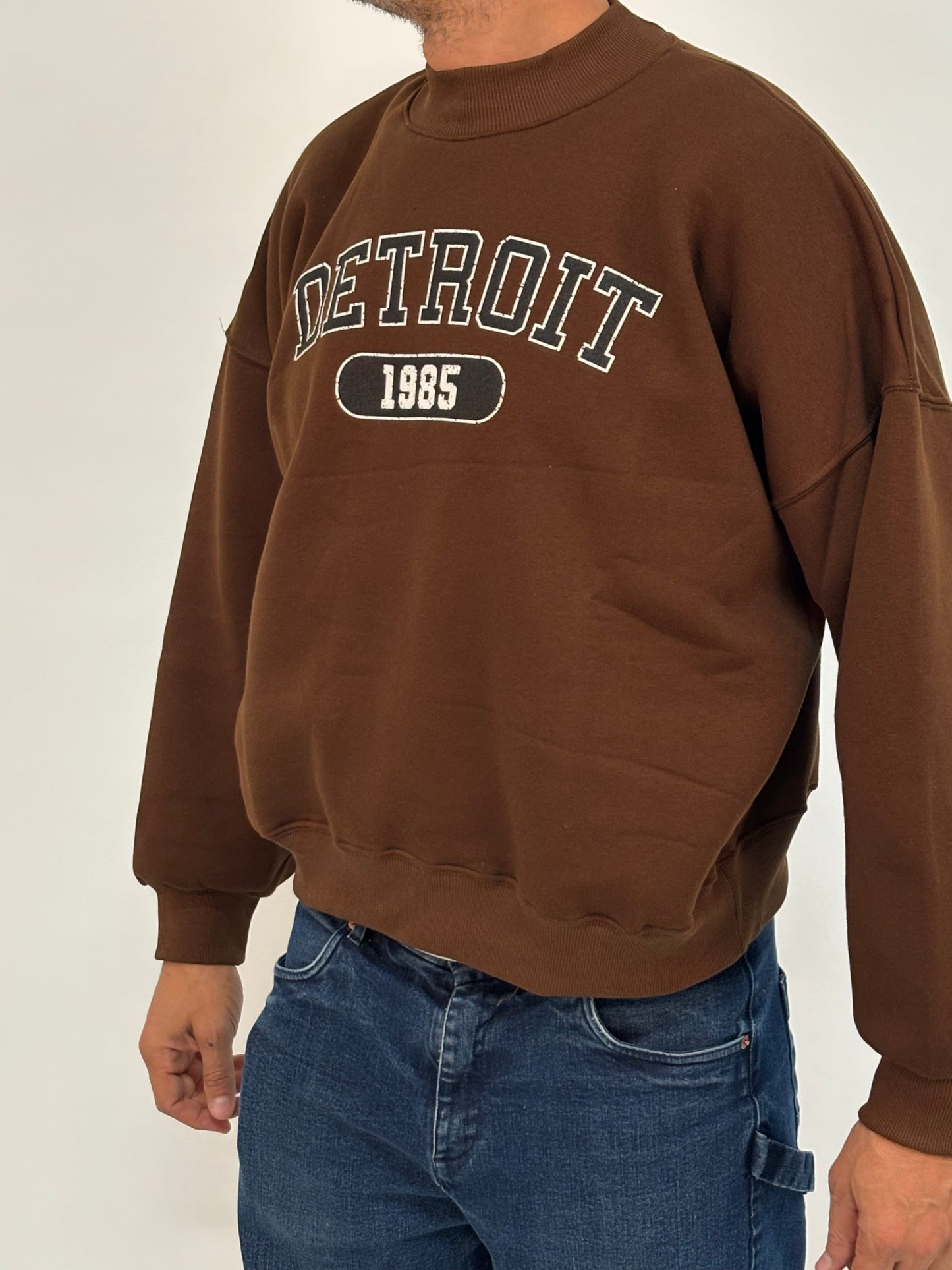 Berna Felpa stampa Detroit 1985 MARRONE