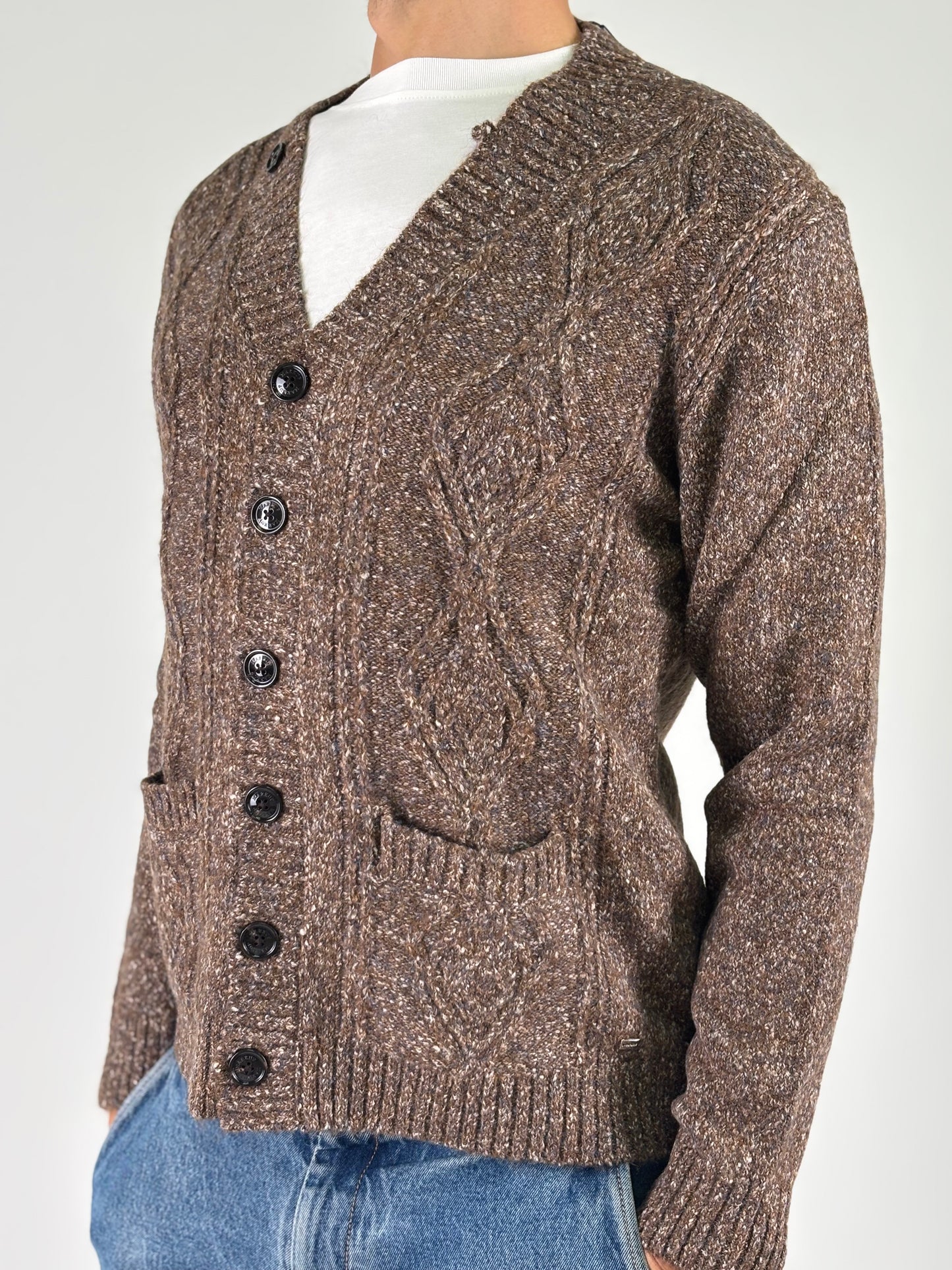 Markup Cardigan con trecce malfilè melange MARRONE