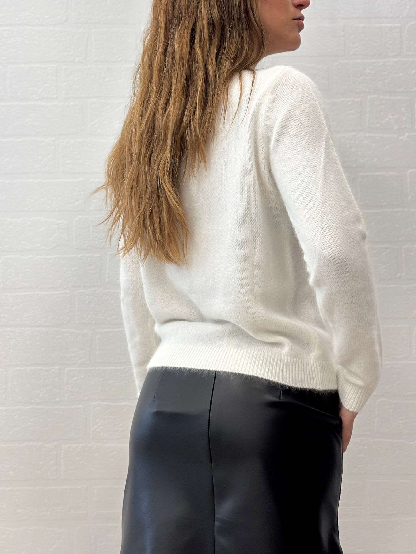 Kocca Maglia girocollo gioiello angora/lana PANNA
