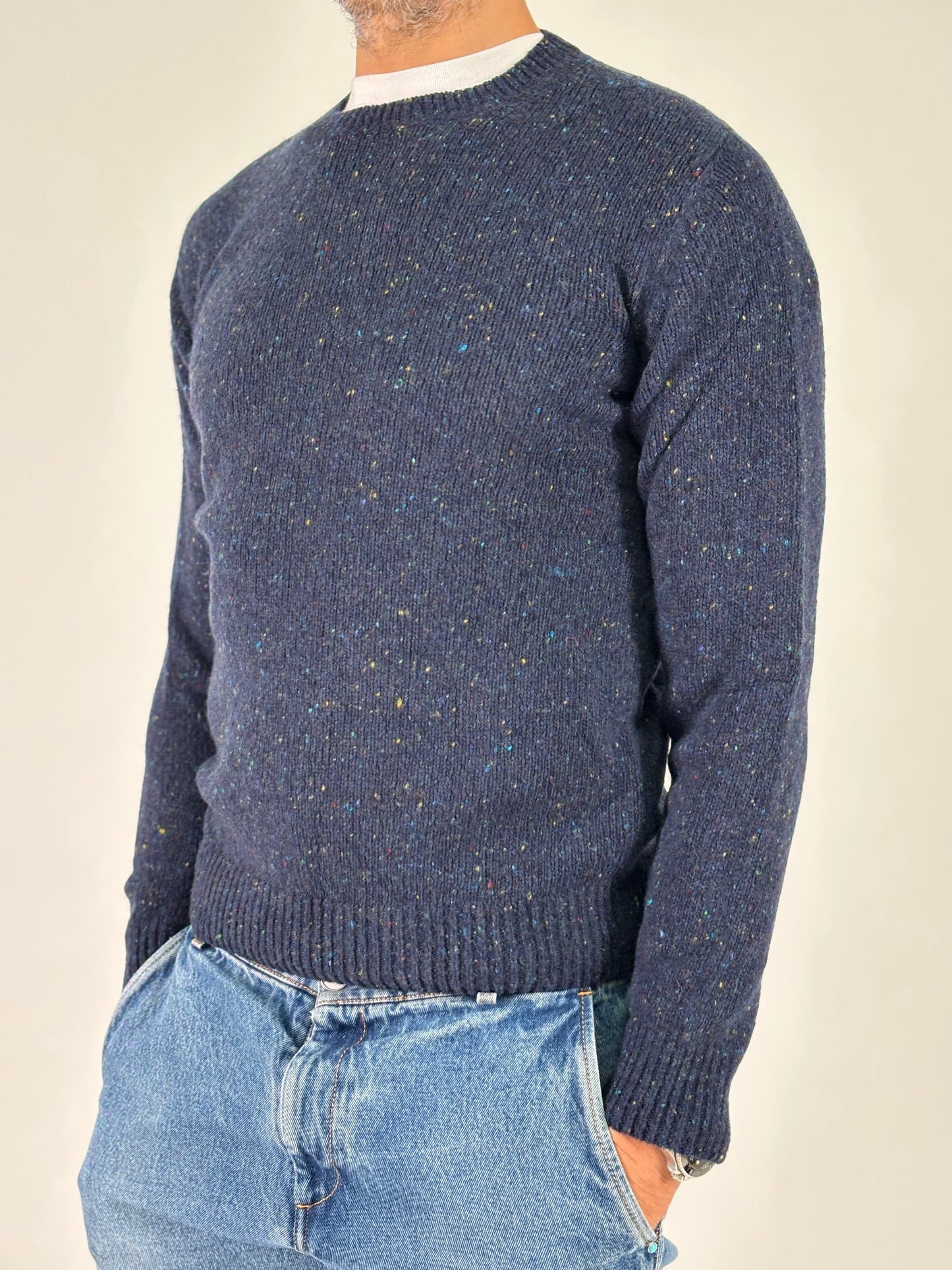 Retois Maglia girocollo puntini colorati BLU