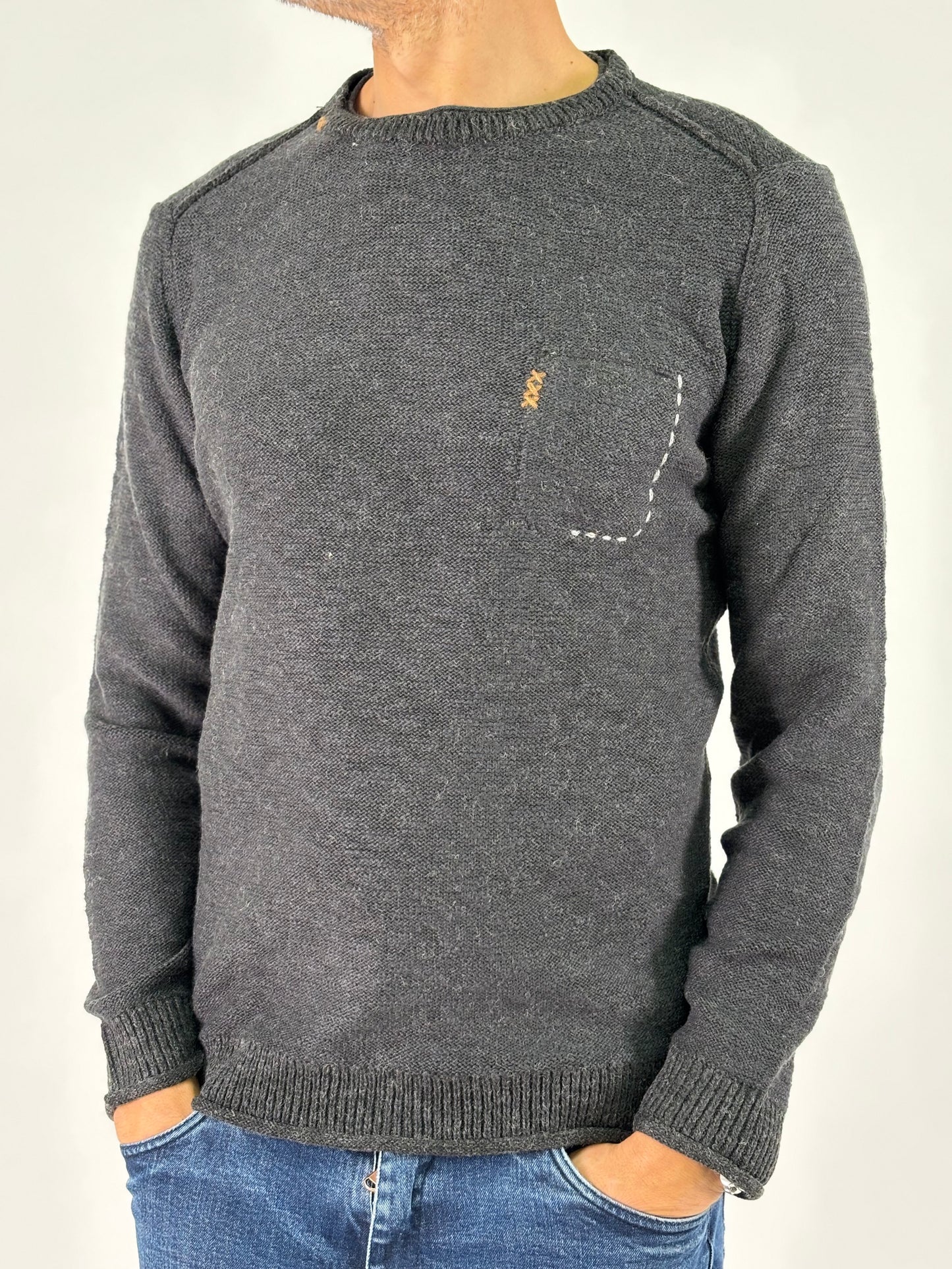 Loft88 Maglia girocollo con taschino ANTRACITE