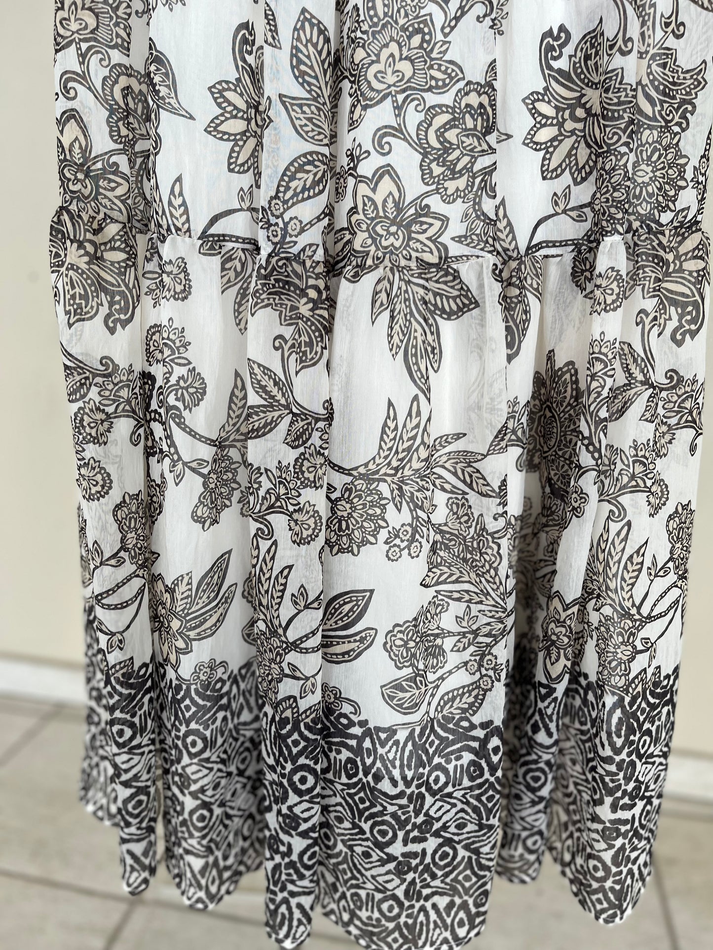 Susy mix gonna mussola cotone fantasia NERO