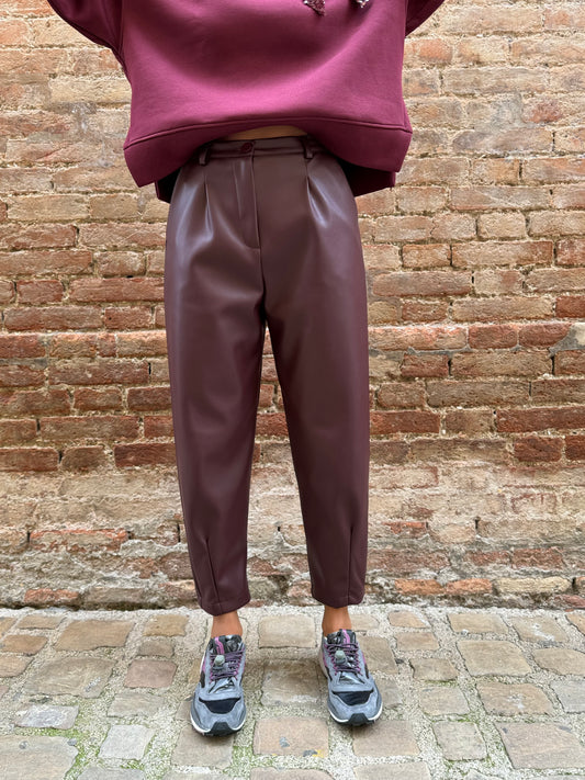 Dixie Pantalone in ecopelle con pences BORDEAUX