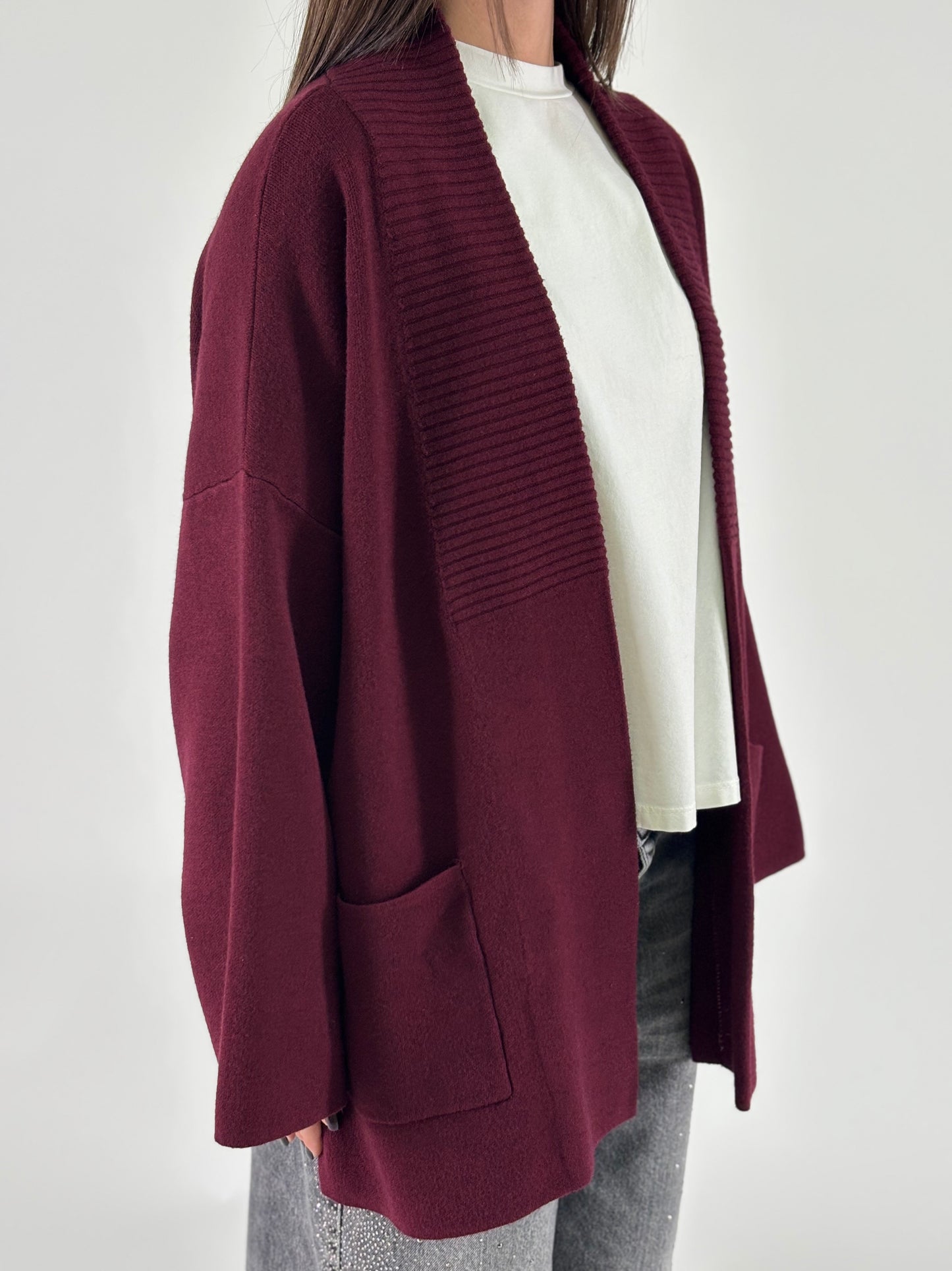 Myastreet Cardigan cropped BORDEAUX