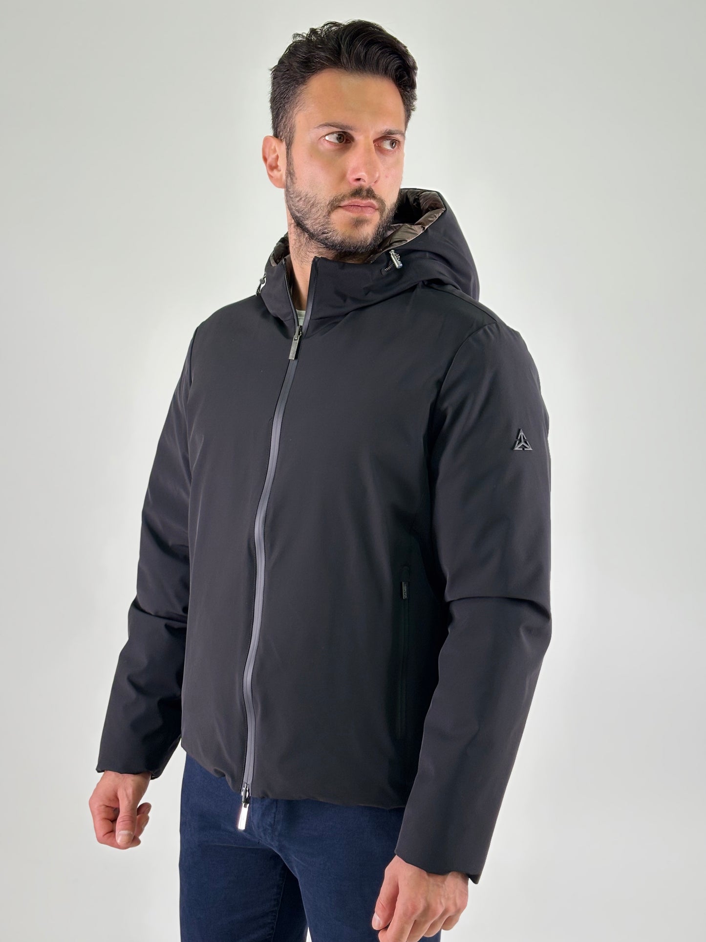 Heskimo Piumino corto reversibile con cappuccio NERO