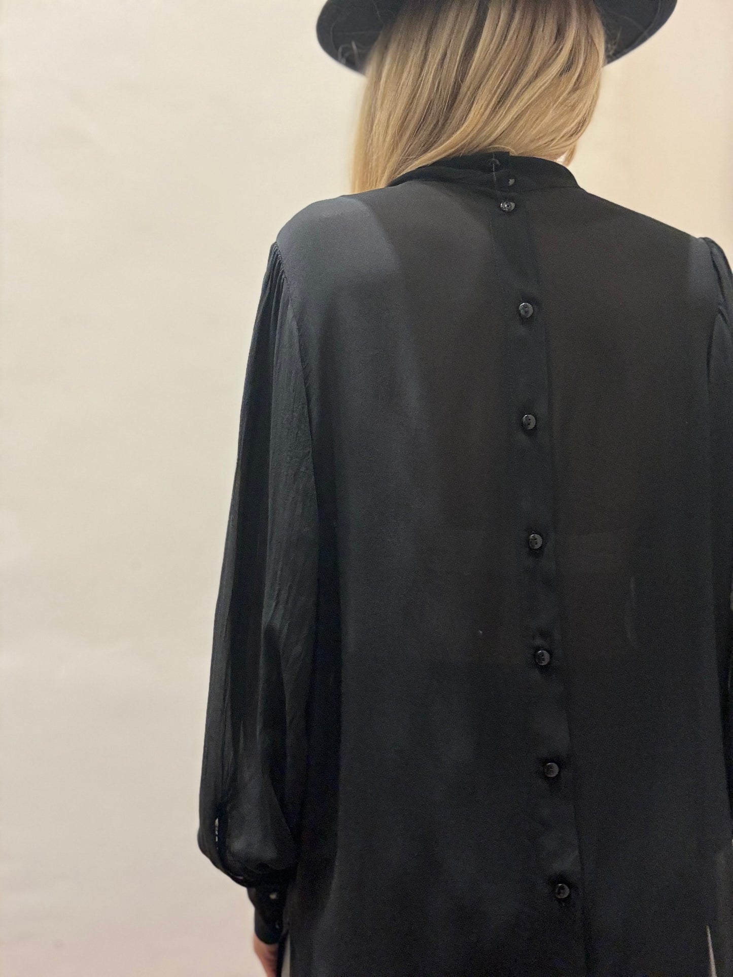 Dixie Blusa georgette con bottoni dietro NERO