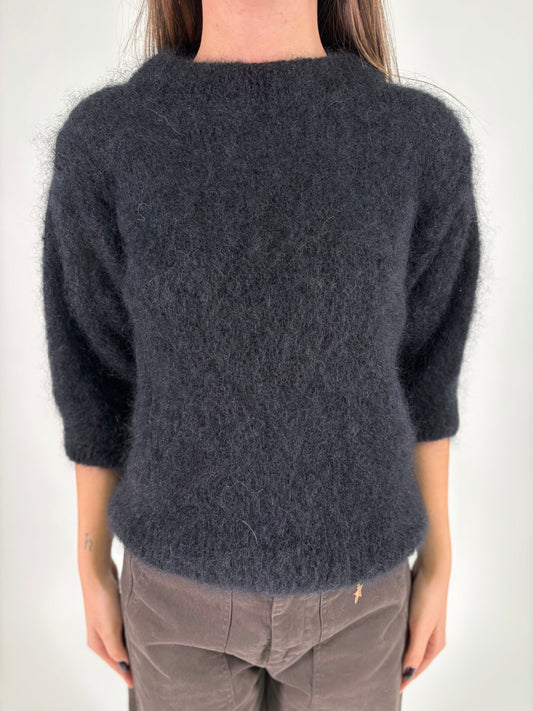 DIXIE maglia mohair m/corta NERO