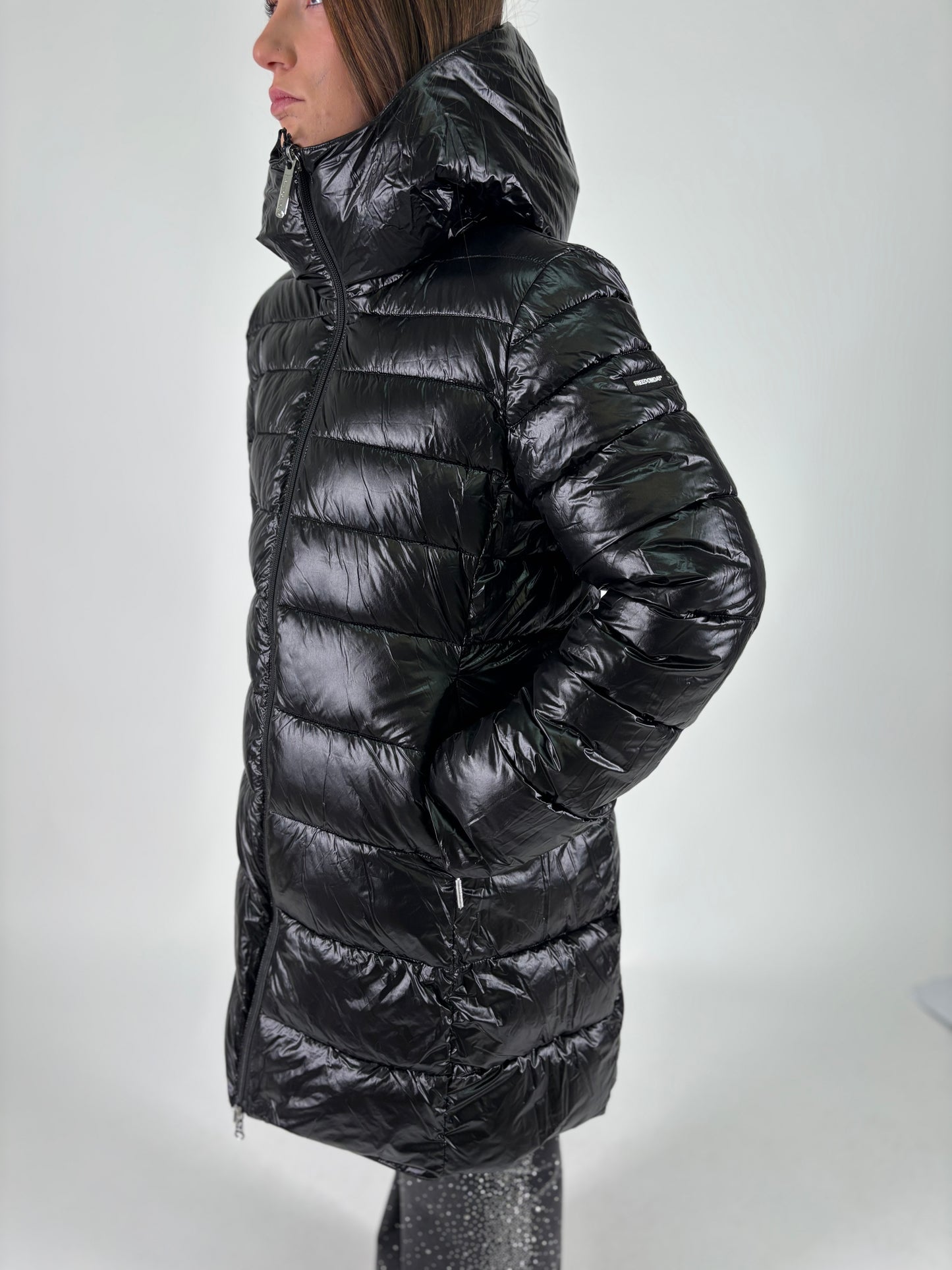 FREEDOMDAY piumino lungo double vera piuma NERO