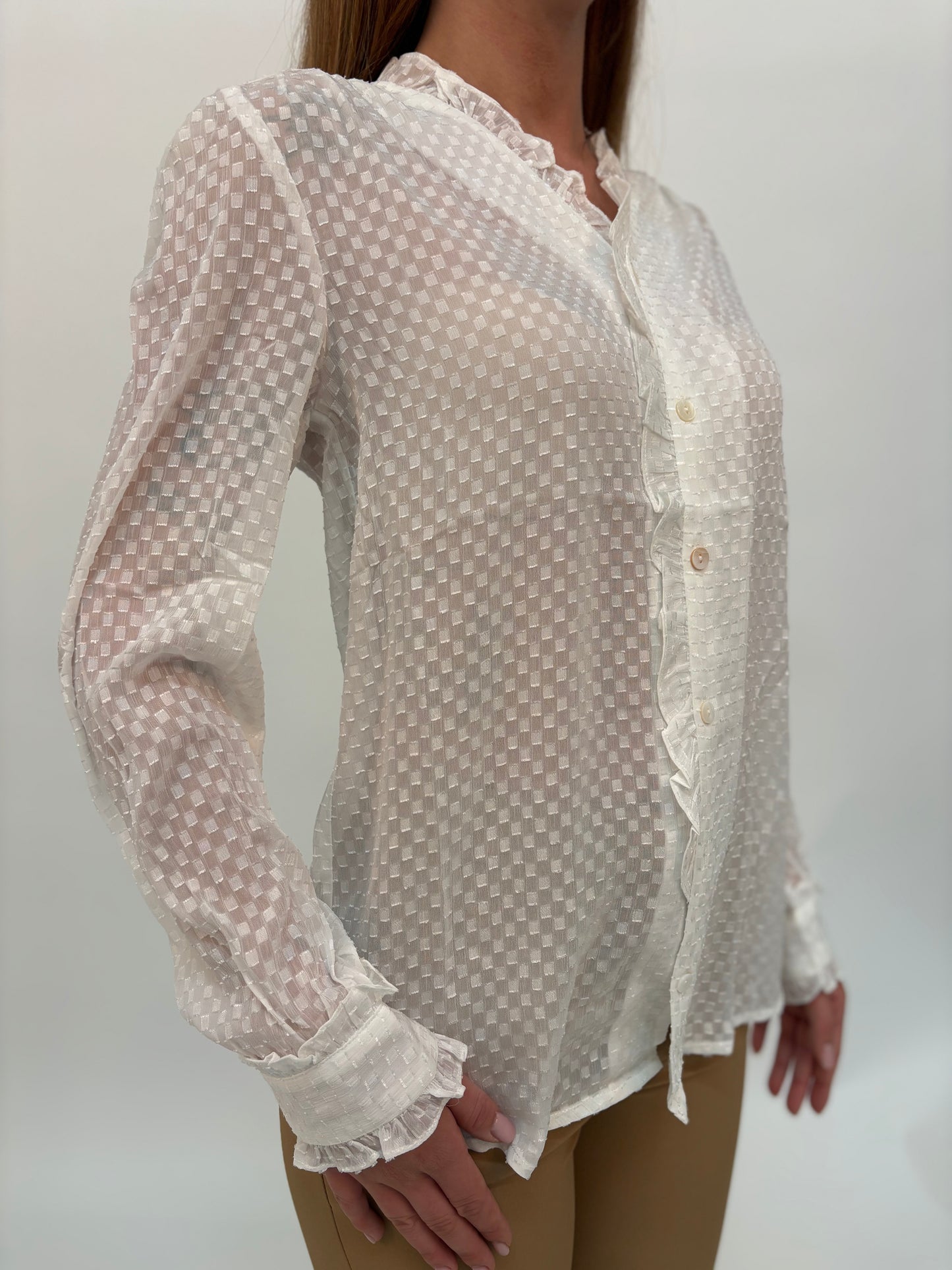Molly Bracken Camicia ml V fantasia scacchetti BIANCO