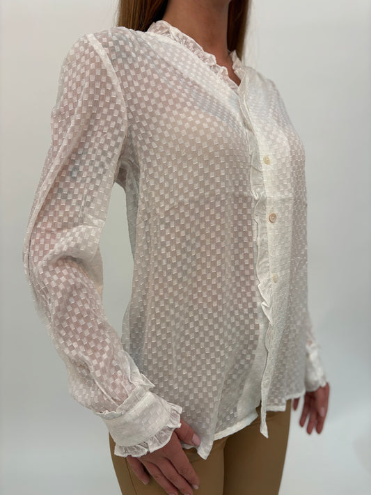 Molly Bracken Camicia ml V fantasia scacchetti BIANCO
