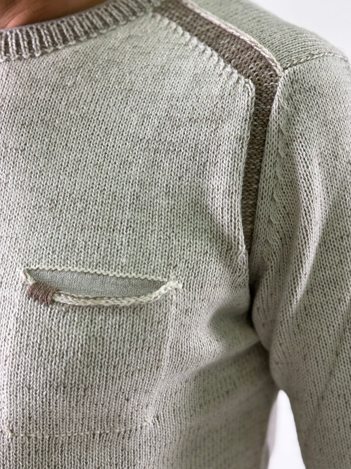 Loft 88 Maglia ml girocollo con taschino melange BEIGE