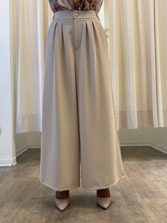 Susy Mix Pantalone palazzo con doppia pince BEIGE