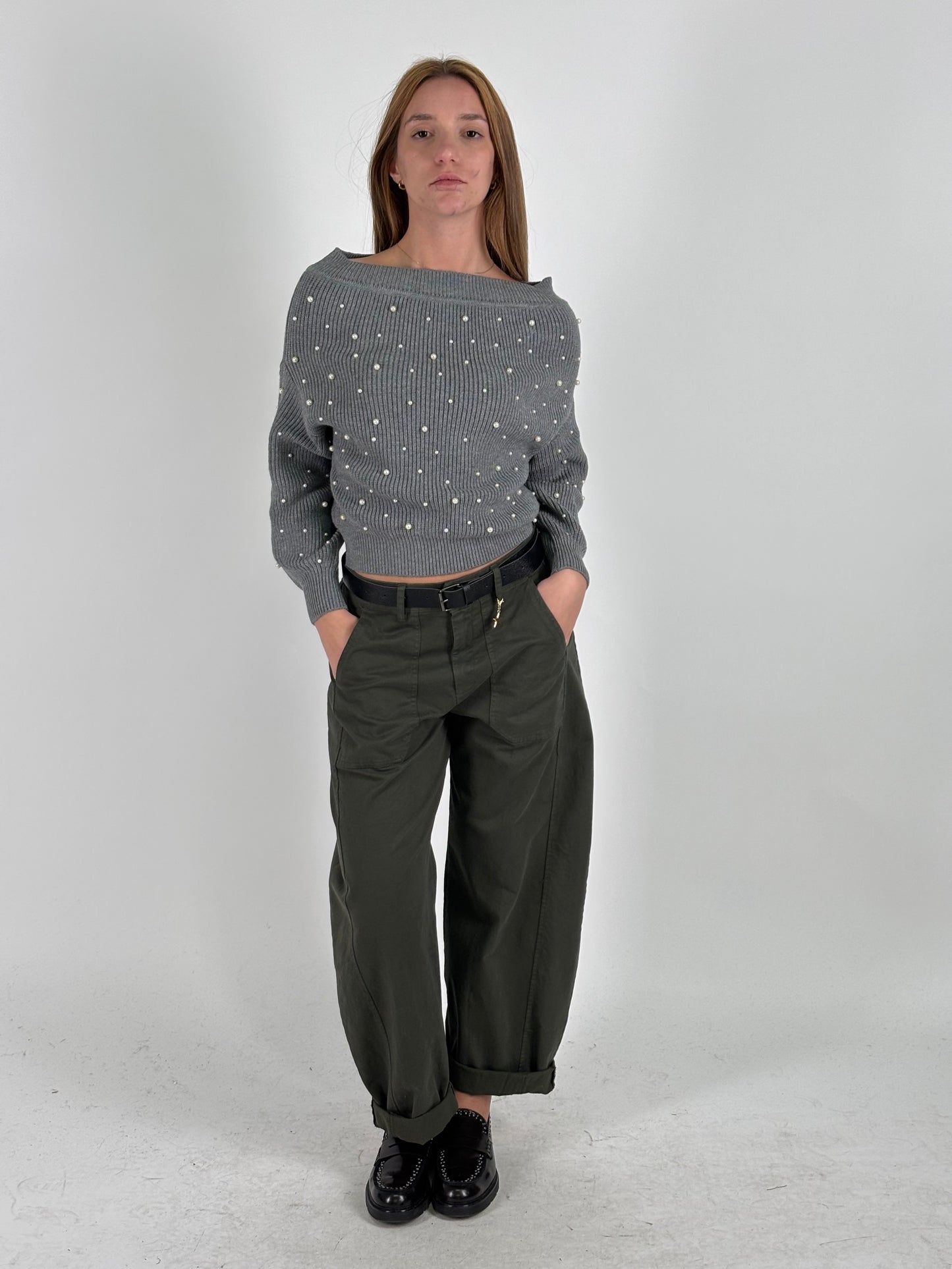 Susy Mix Pantalone ovetto con cinta MILITARE