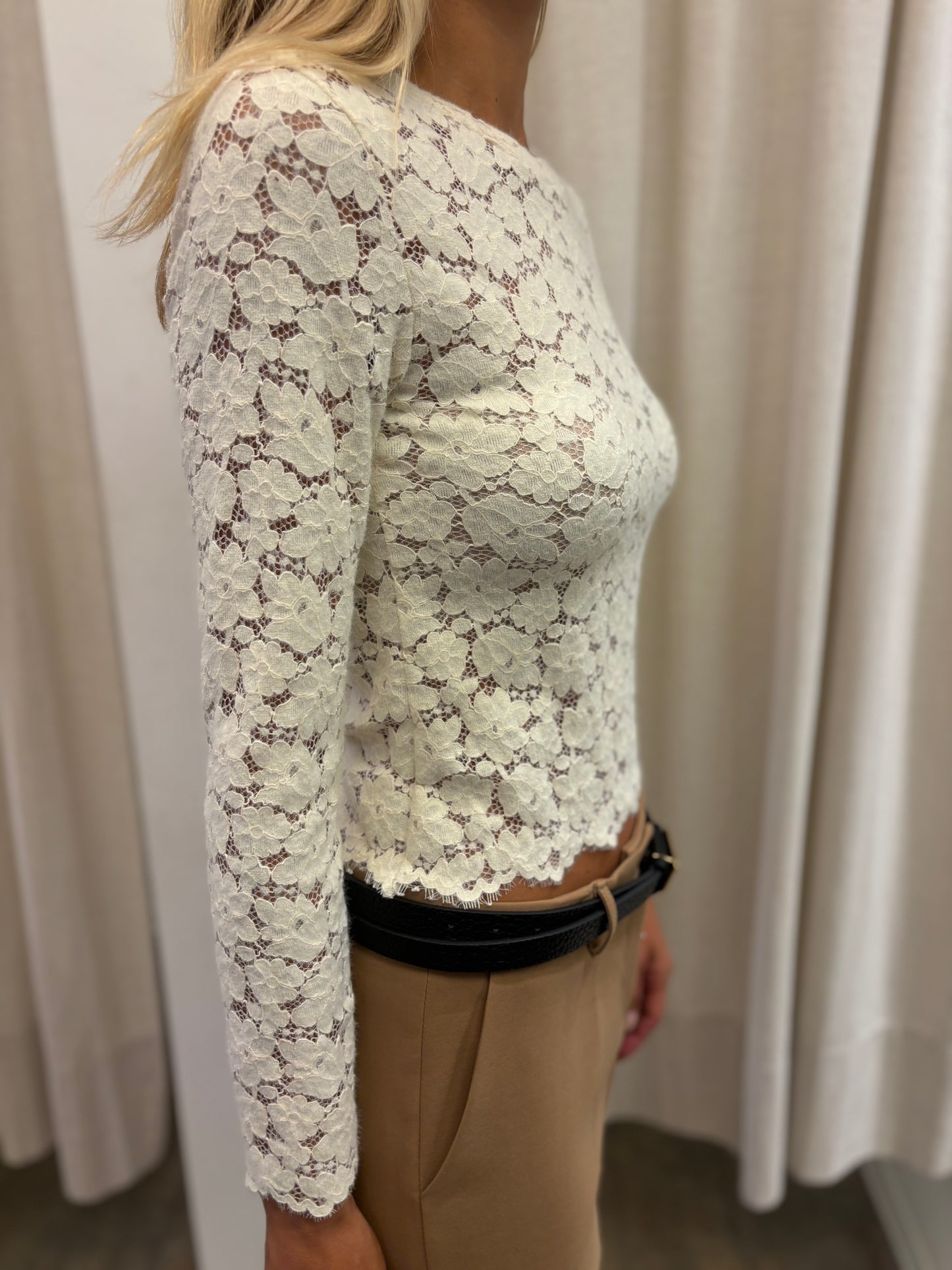 Artigli Blusa girocollo pizzo BEIGE