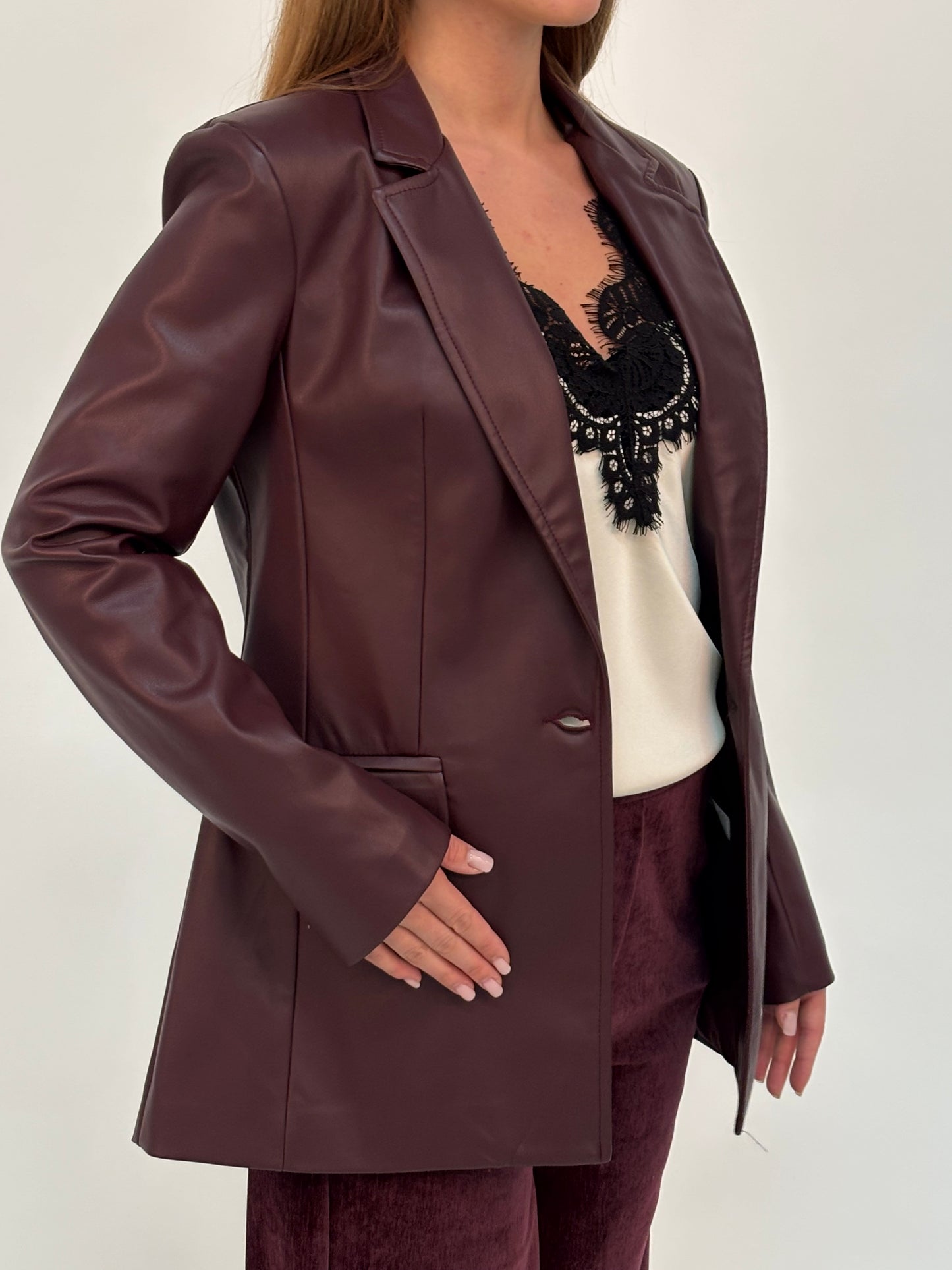 Susy Mix Giacca ecopelle ad un bottone VINACCIA