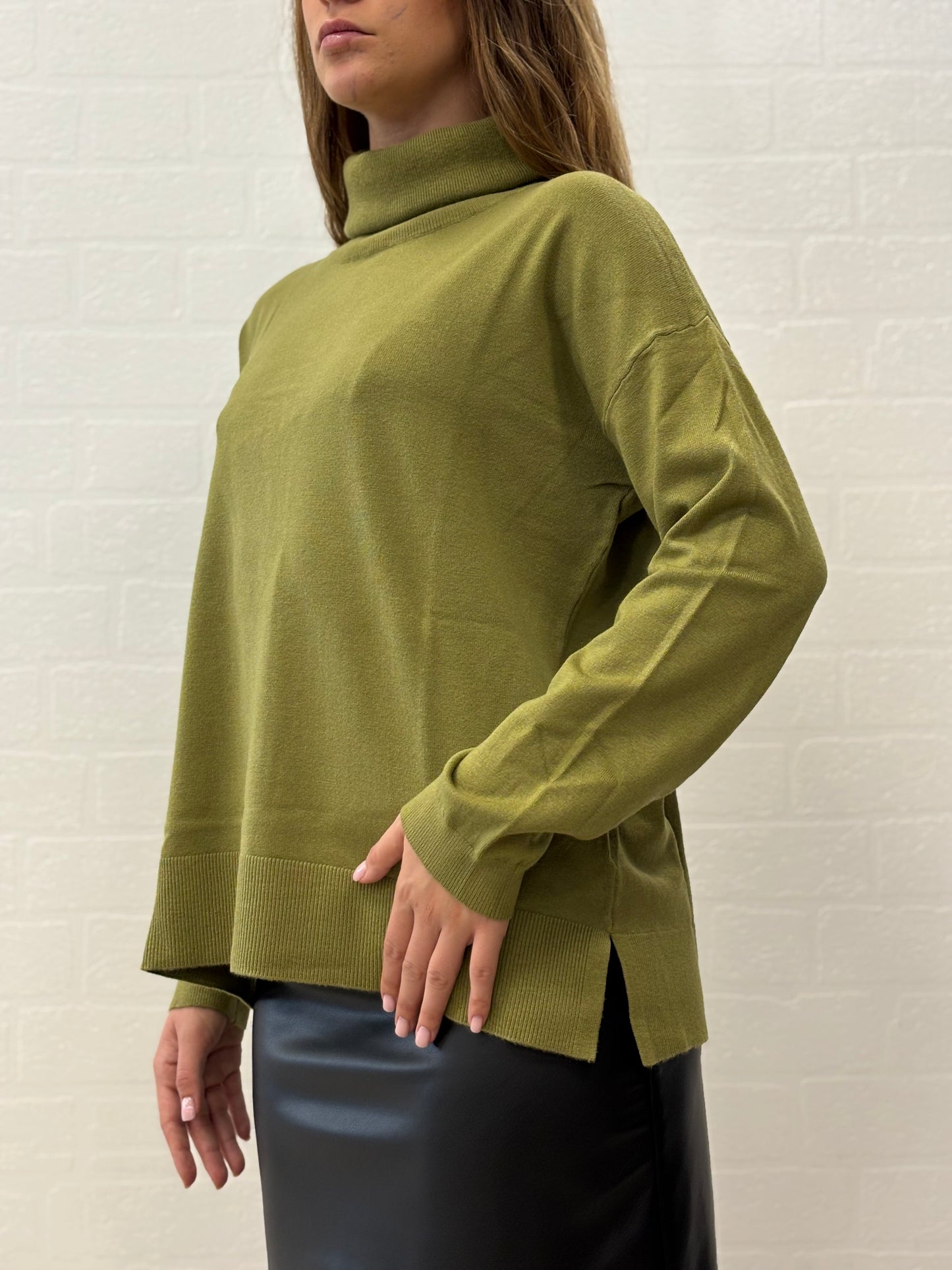 Griffai Maglia dolcevita over ml in Viscosa VERDE