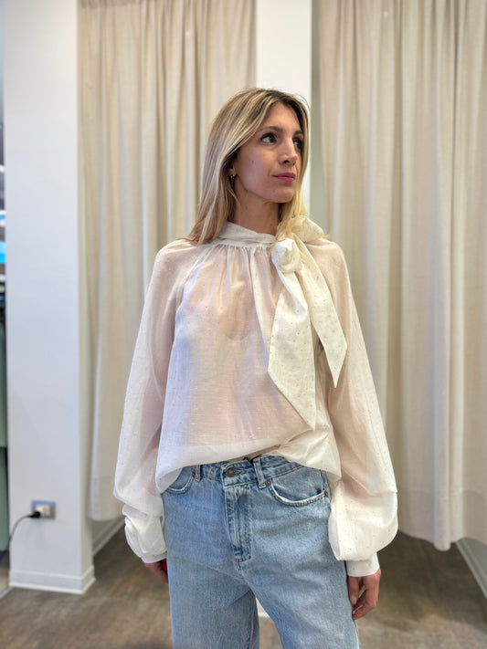 Tensione In Blusa con fiocco e punti luce BIANCO