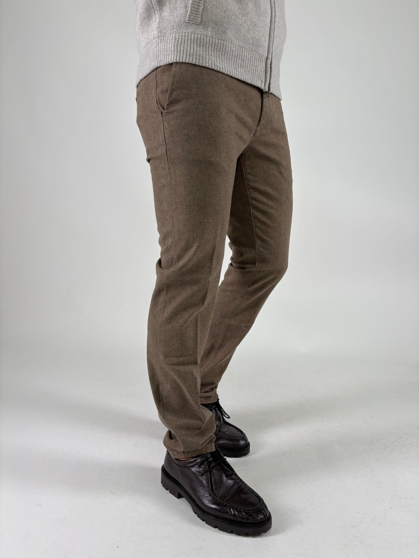 Teleria Zed Pantalone spinato slim TORTORA