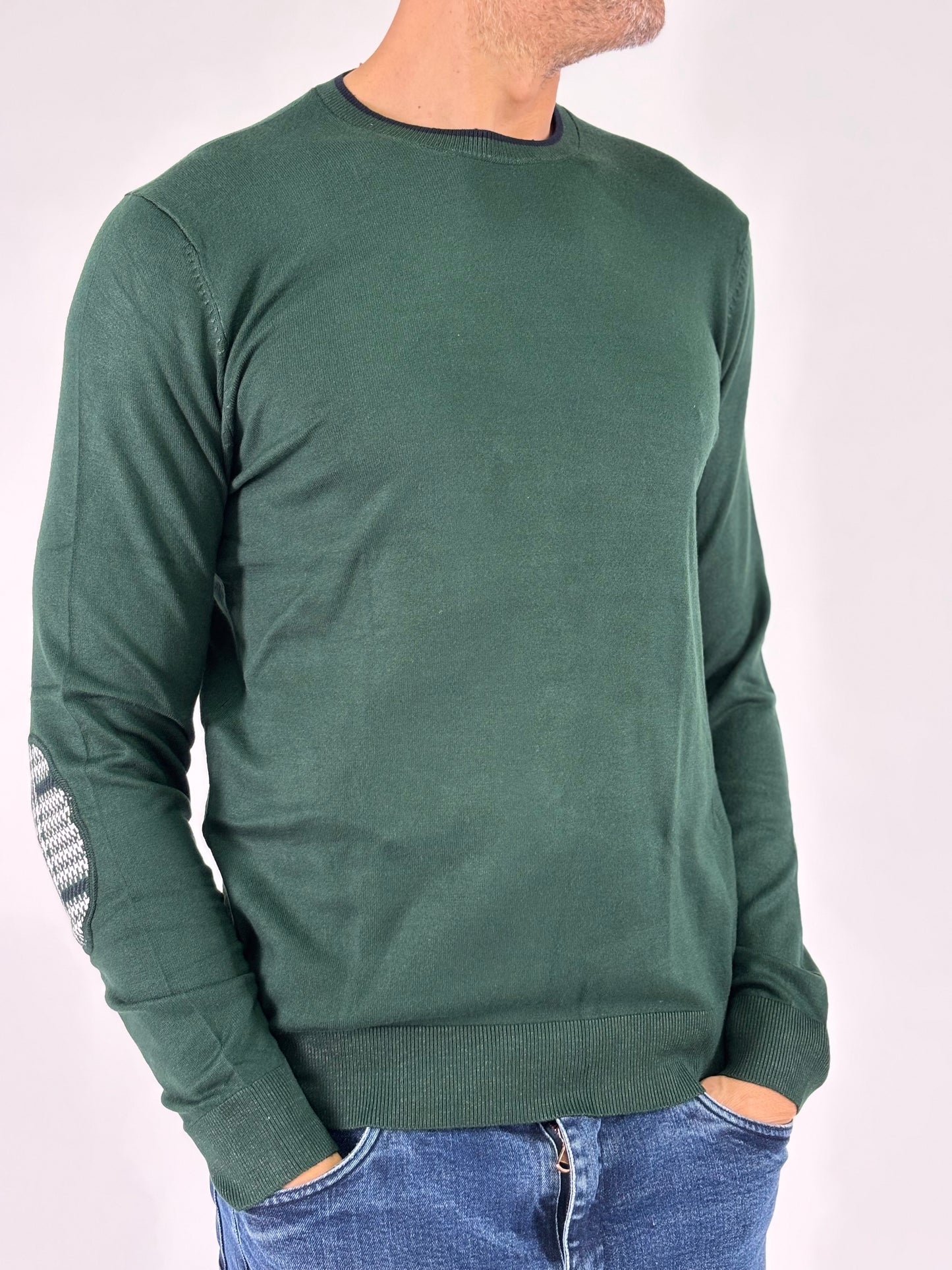 Markup Maglia girocollo ml con toppa gomito VERDE