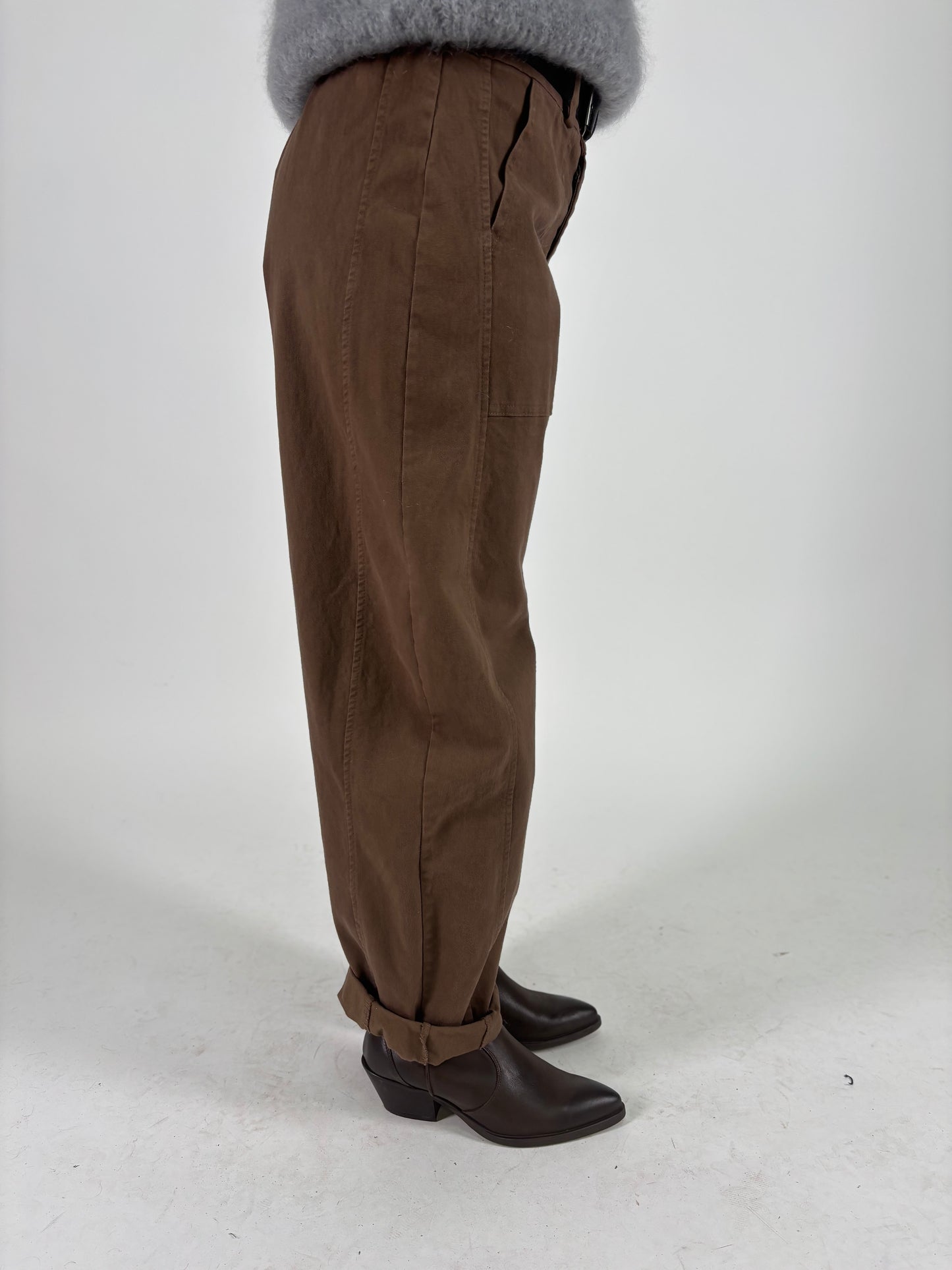 Susy Mix Pantalone ovetto con cinta TABACCO