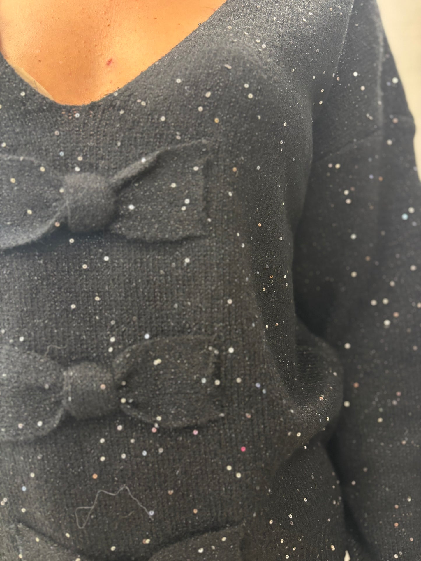 Molly Bracken Maglia in paillettes argento NERO