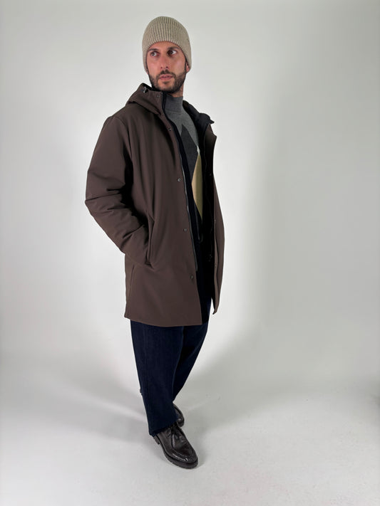 Heskimo Parka softshell con bottoni a vista MARRONE