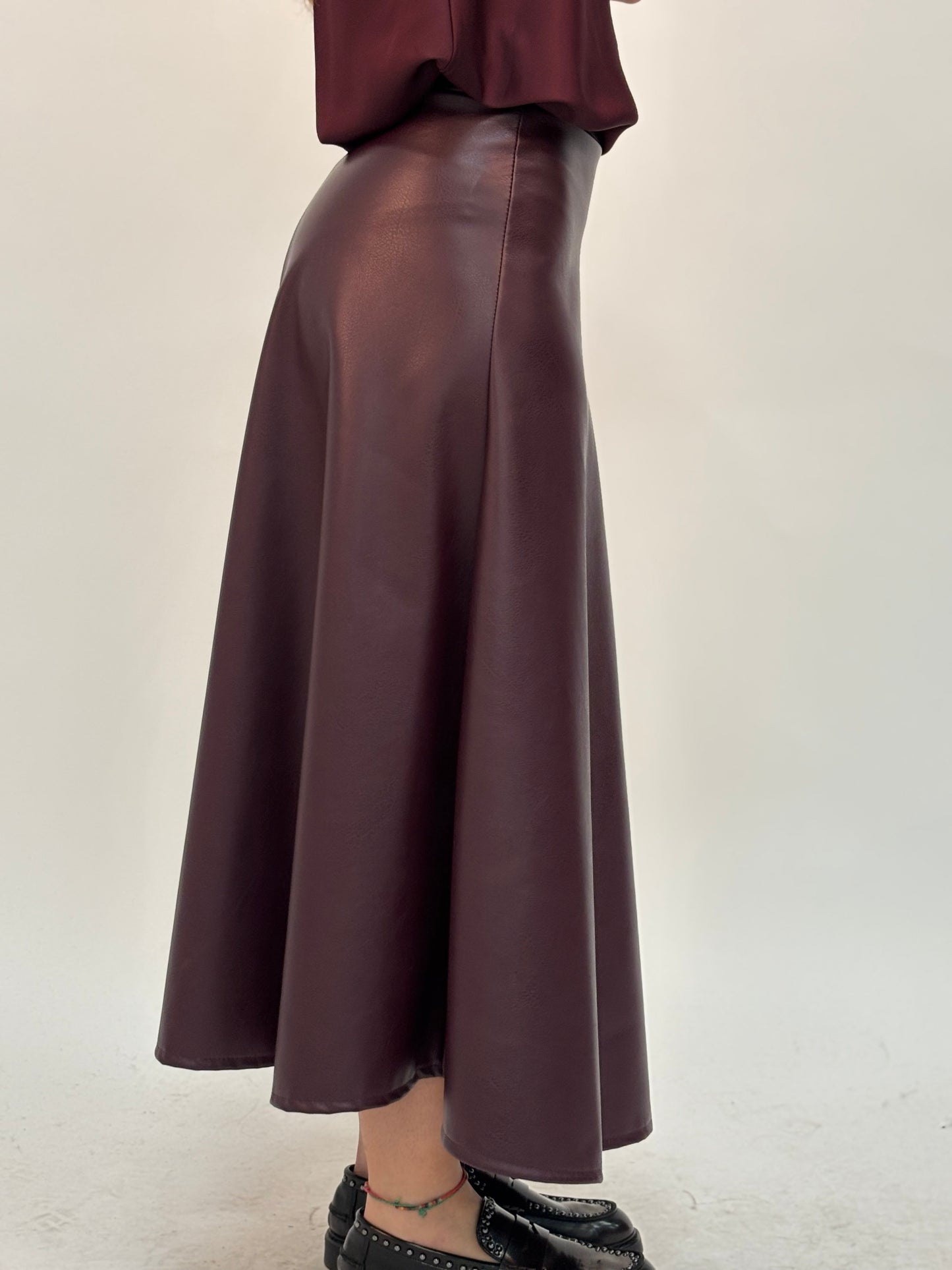 Haveone Gonna midi simil pelle BORDEAUX