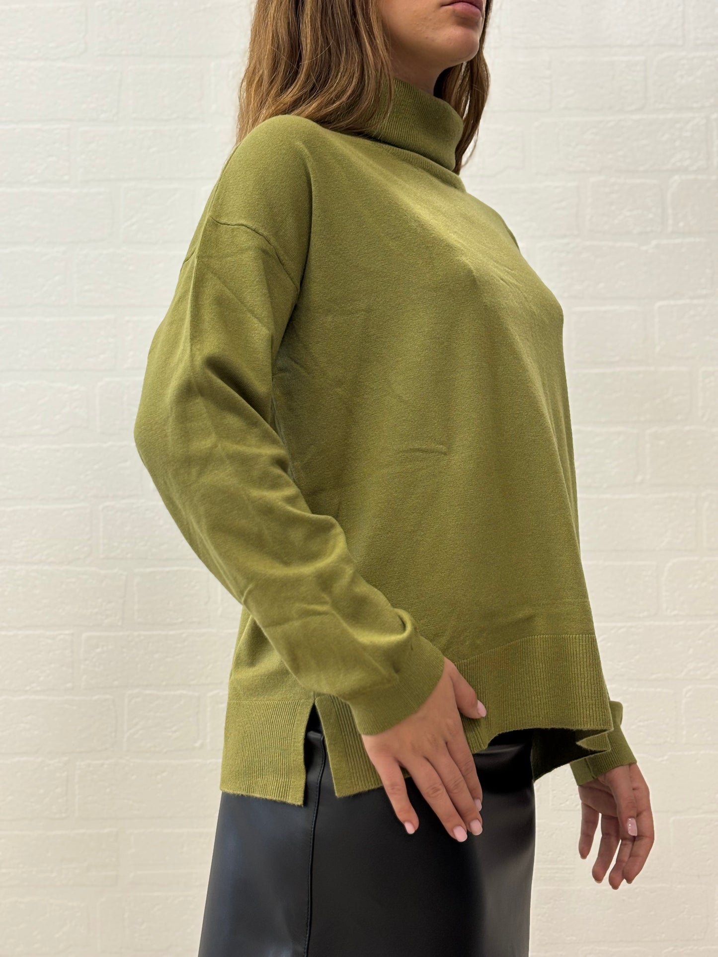 Griffai Maglia dolcevita over ml in Viscosa VERDE