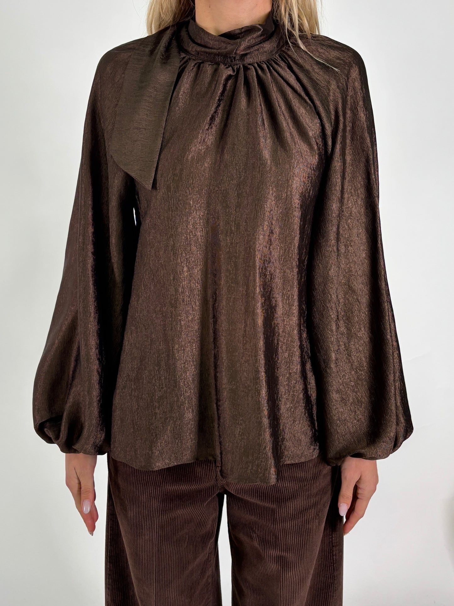 Tensione In Blusa ml fiocco dietro MARRONE