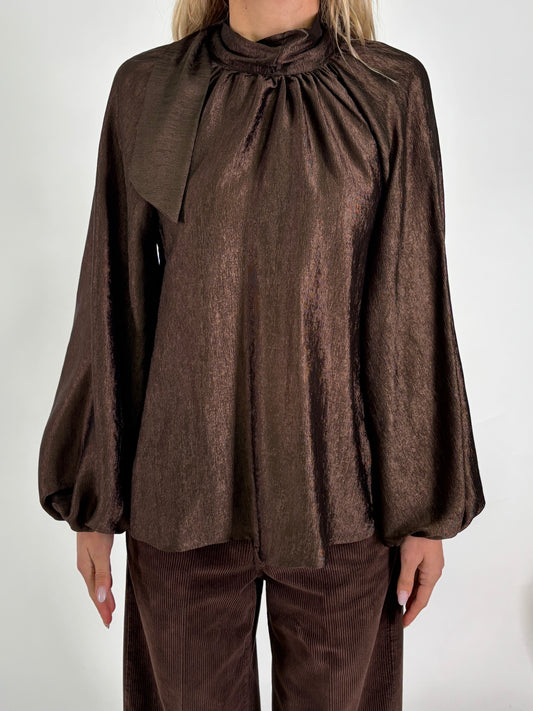 Tensione In Blusa ml fiocco dietro MARRONE